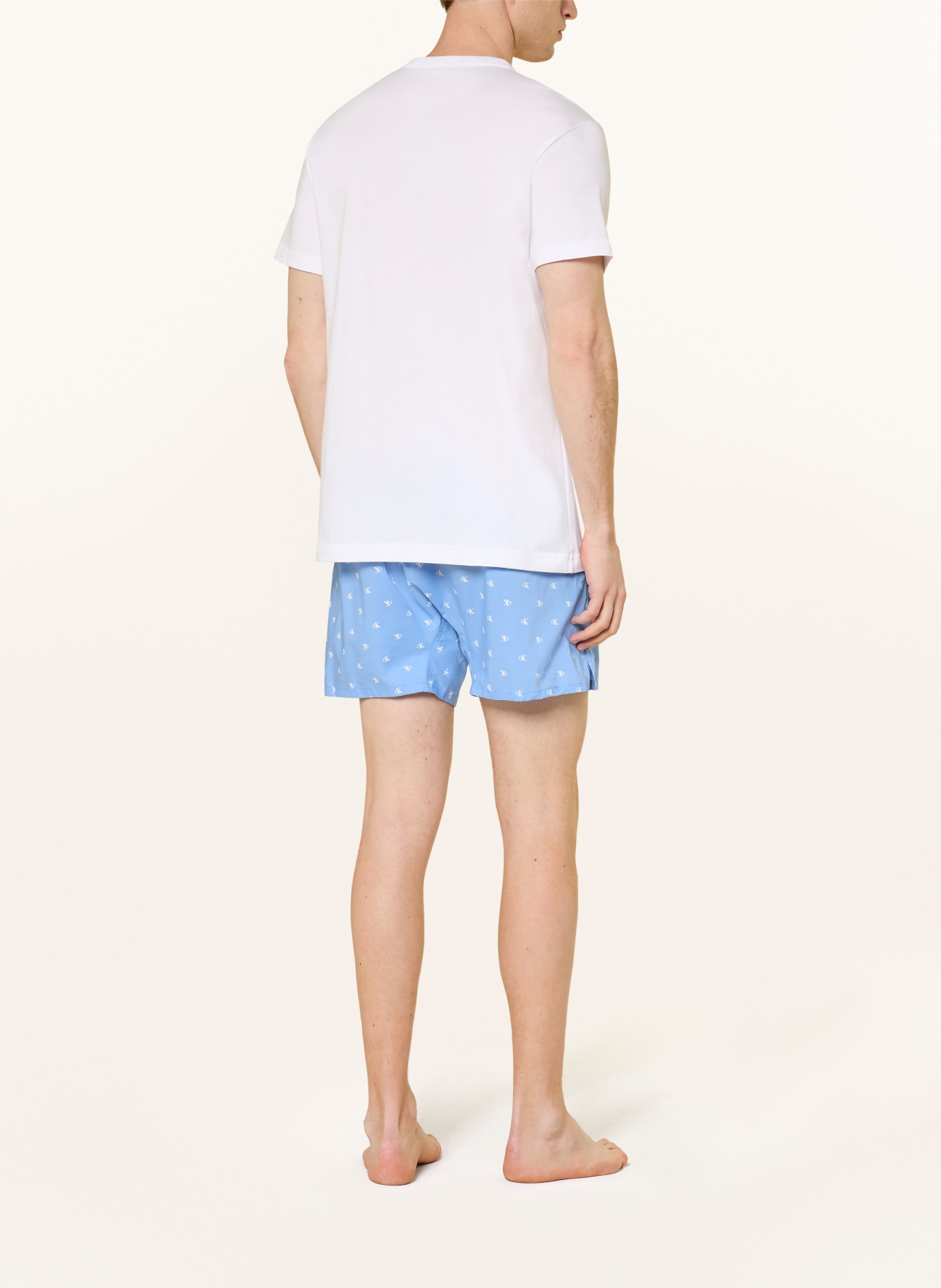 Calvin Klein Shorty-Schlafanzug: WEISS / BLAU