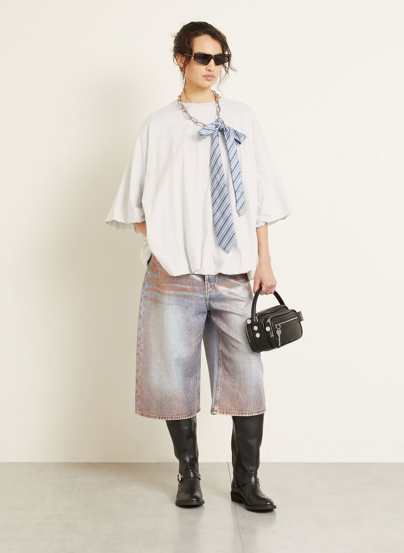 Acne Studios Oversized-Shirt mit 3/4-Arm: HELLGRAU