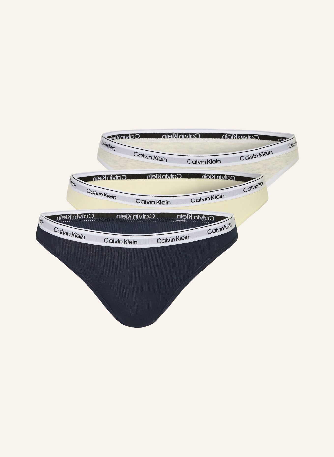 Calvin Klein 3er-Pack Slips: HELLGELB / HELLGRAU / DUNKELBLAU