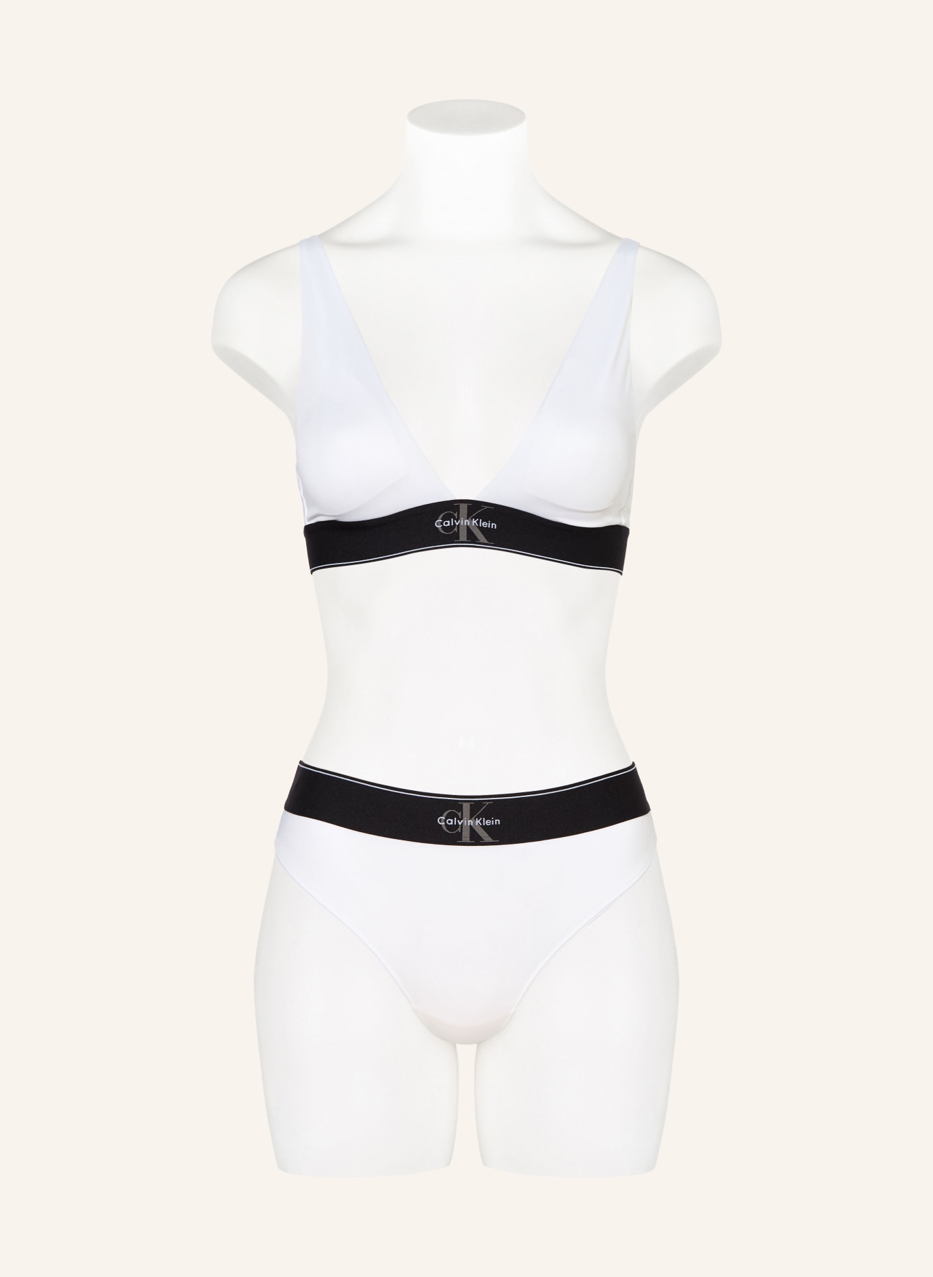 Calvin Klein Triangel-BH: WEISS / SCHWARZ