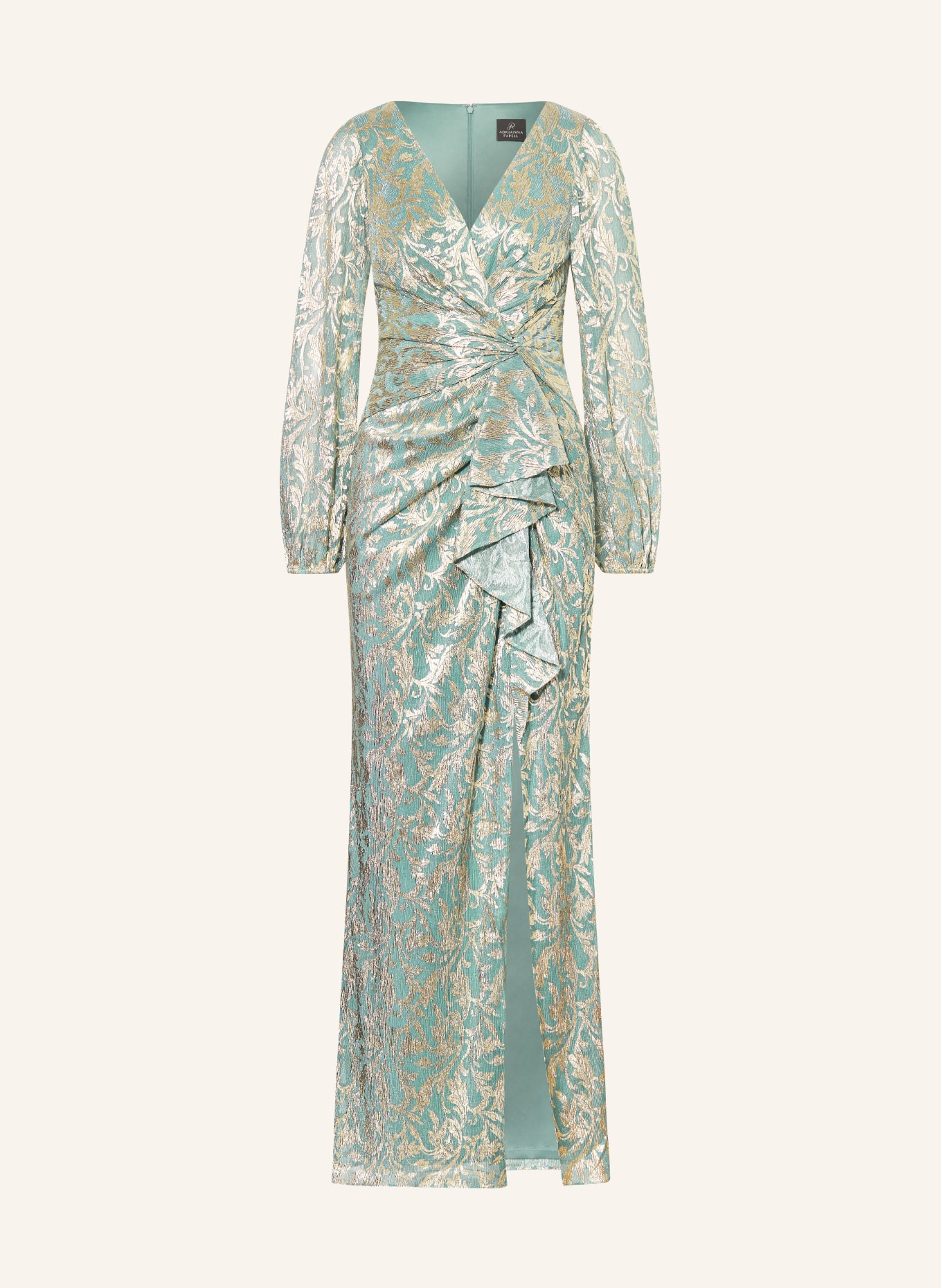 ADRIANNA PAPELL Abendkleid mit Glitzergarn: MINT / GOLD