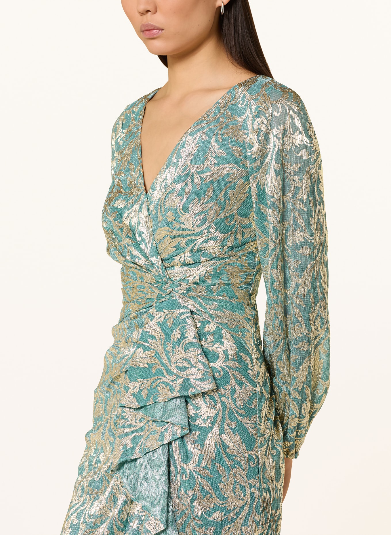 ADRIANNA PAPELL Abendkleid mit Glitzergarn: MINT / GOLD