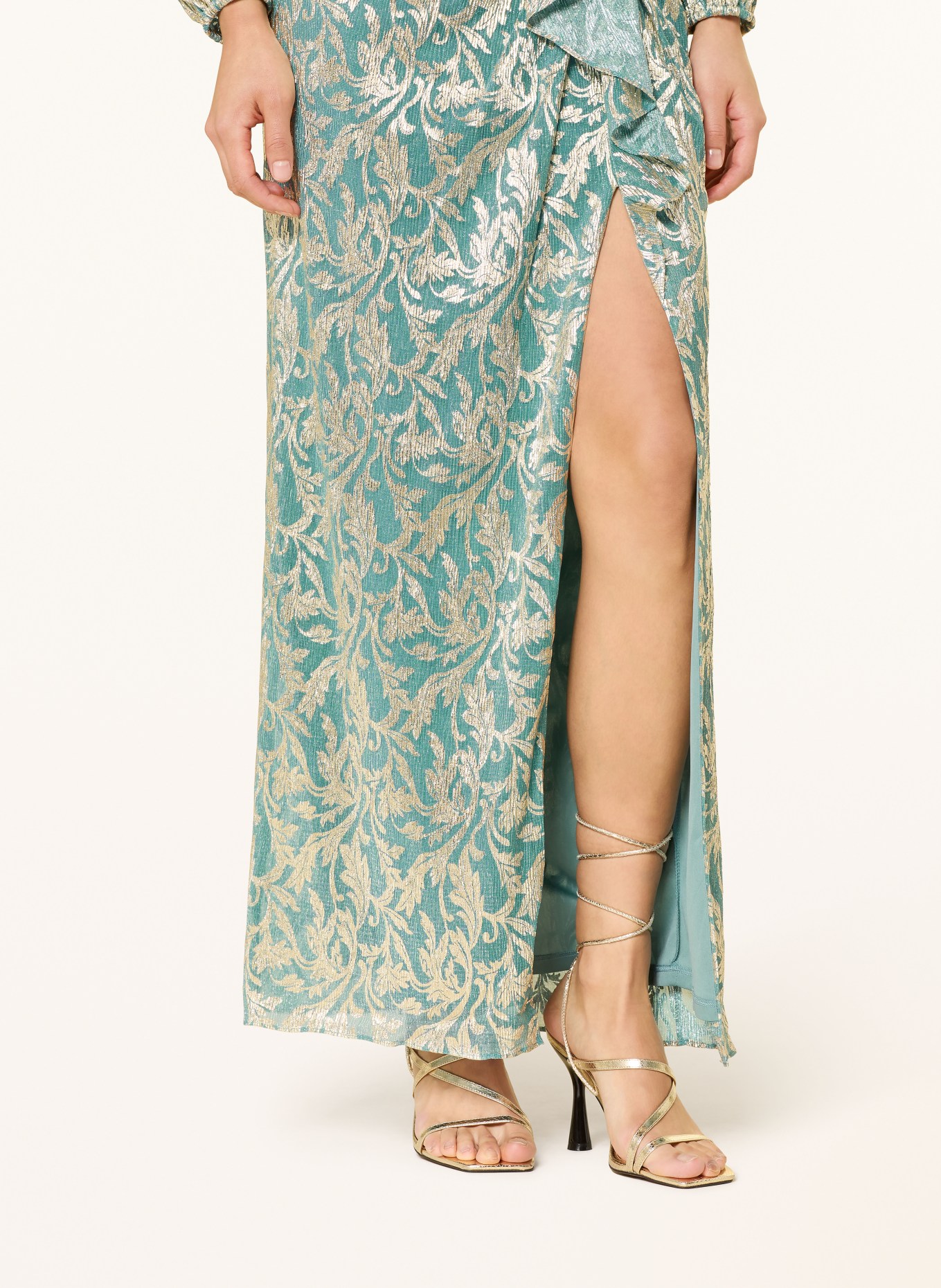 ADRIANNA PAPELL Abendkleid mit Glitzergarn: MINT / GOLD