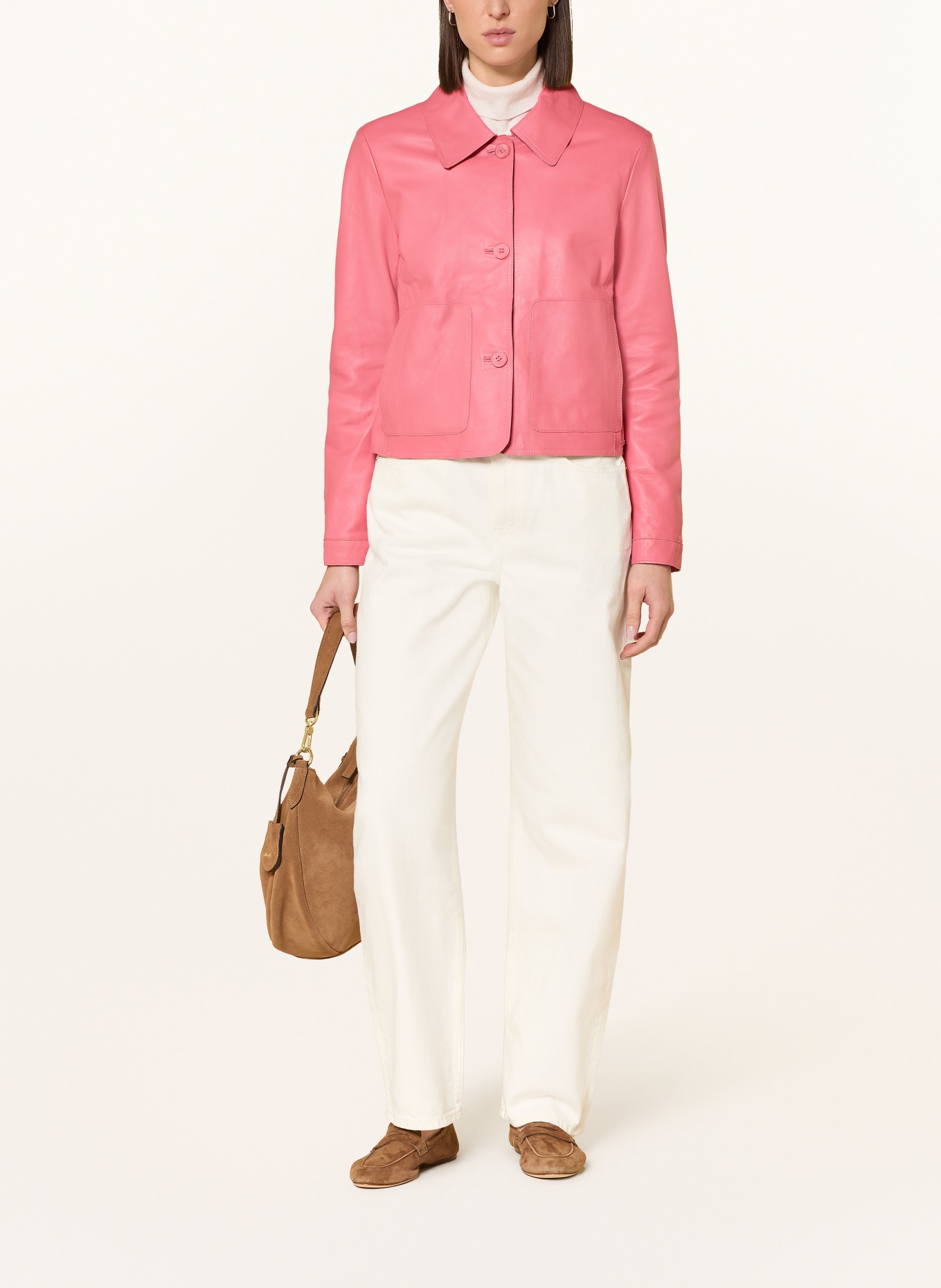 MILESTONE Kožená bunda MSAMMI: RŮŽOVÁ