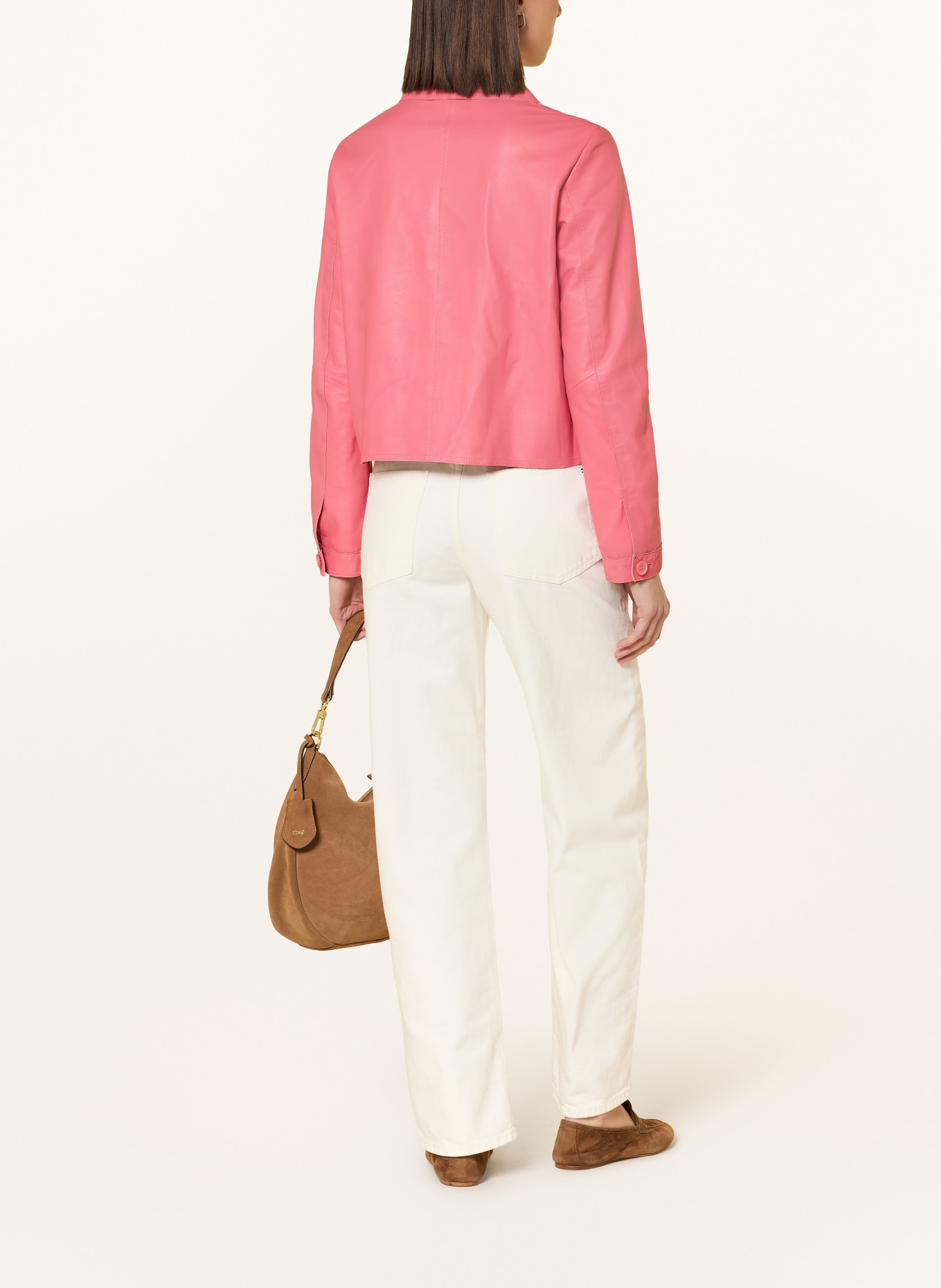 MILESTONE Kožená bunda MSAMMI: RŮŽOVÁ