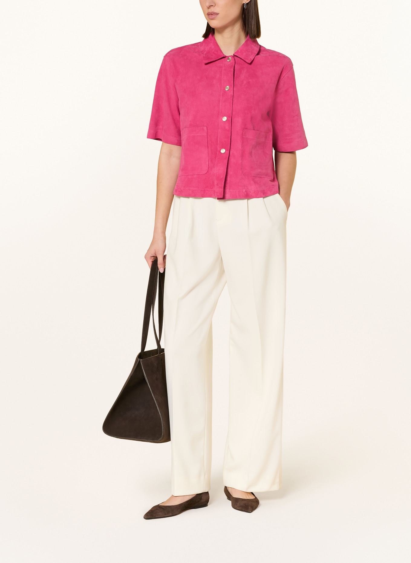 MILESTONE Leather overjacket MSRUTH: PINK