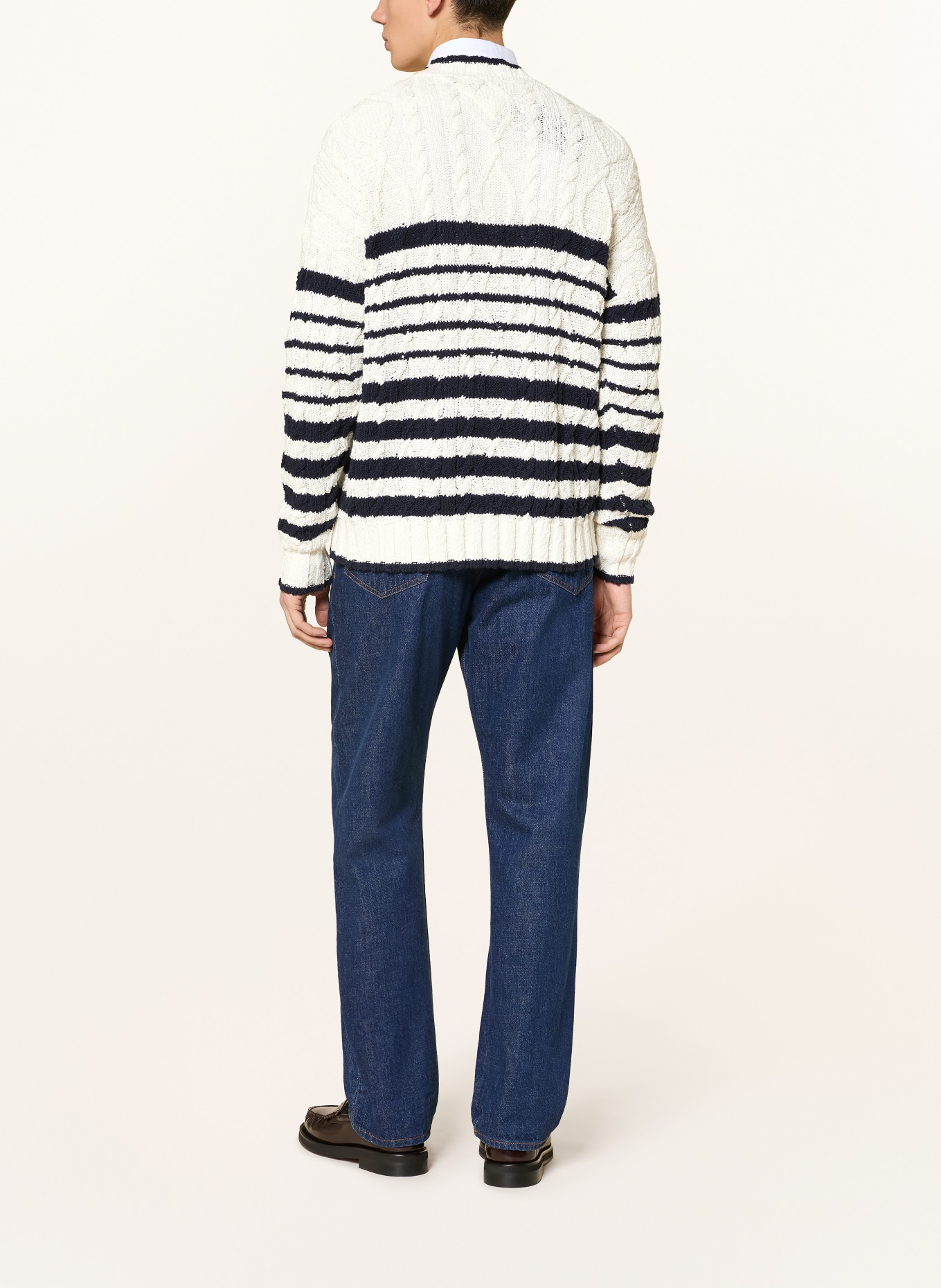 TOMMY HILFIGER Pullover: ECRU / ROT / DUNKELBLAU