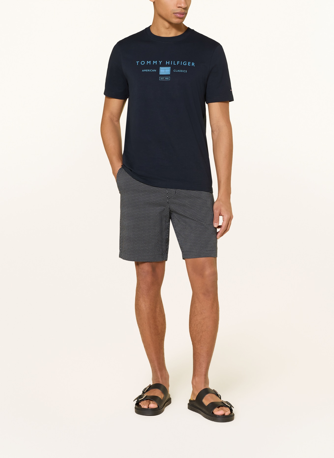 TOMMY HILFIGER Chinoshorts DOVER Regular Fit: DUNKELBLAU / WEISS