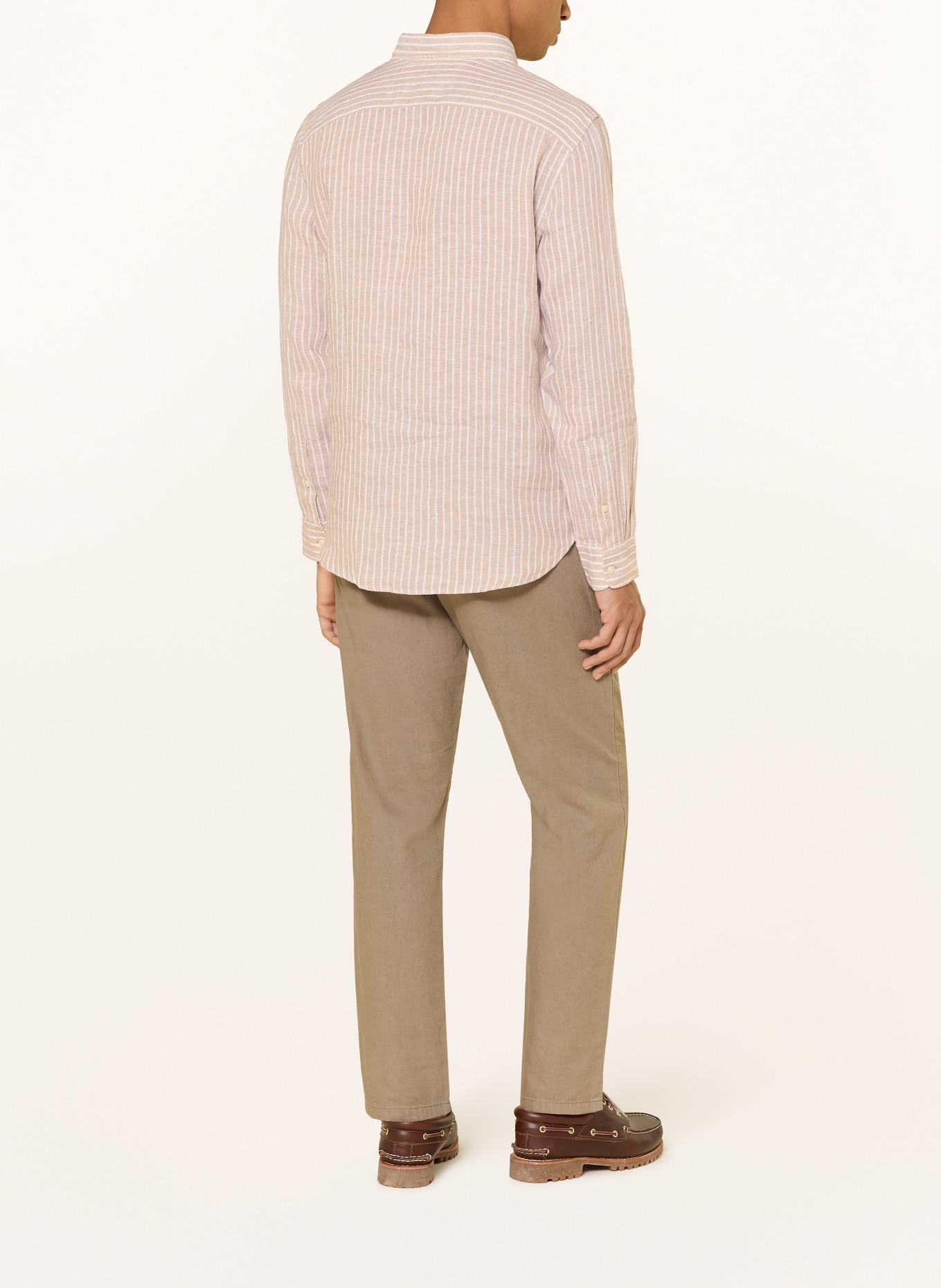 TOMMY HILFIGER Leinenhemd Regular Fit: BEIGE / WEISS