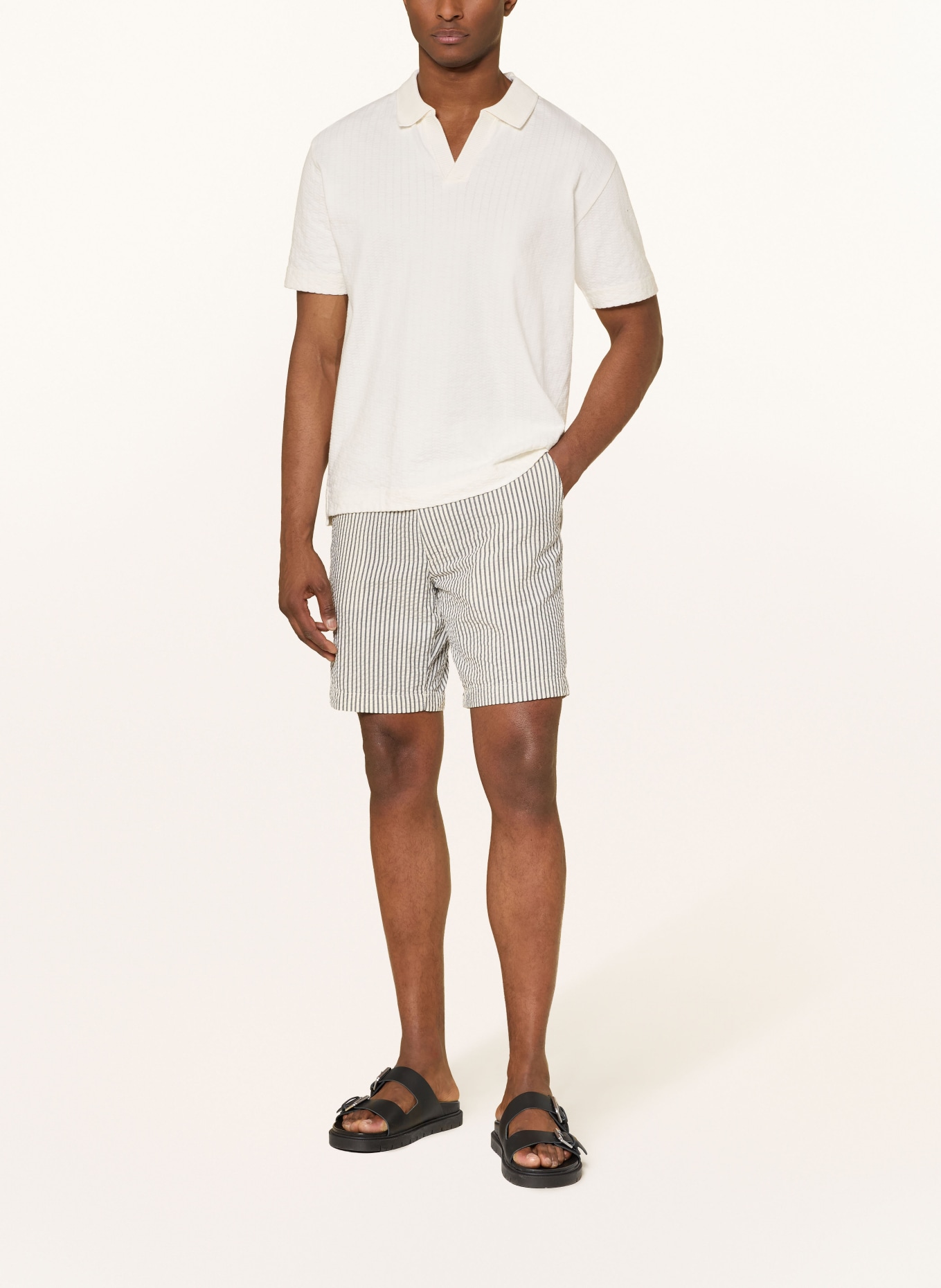 TOMMY HILFIGER Shorts DOVER: GRAU / ECRU
