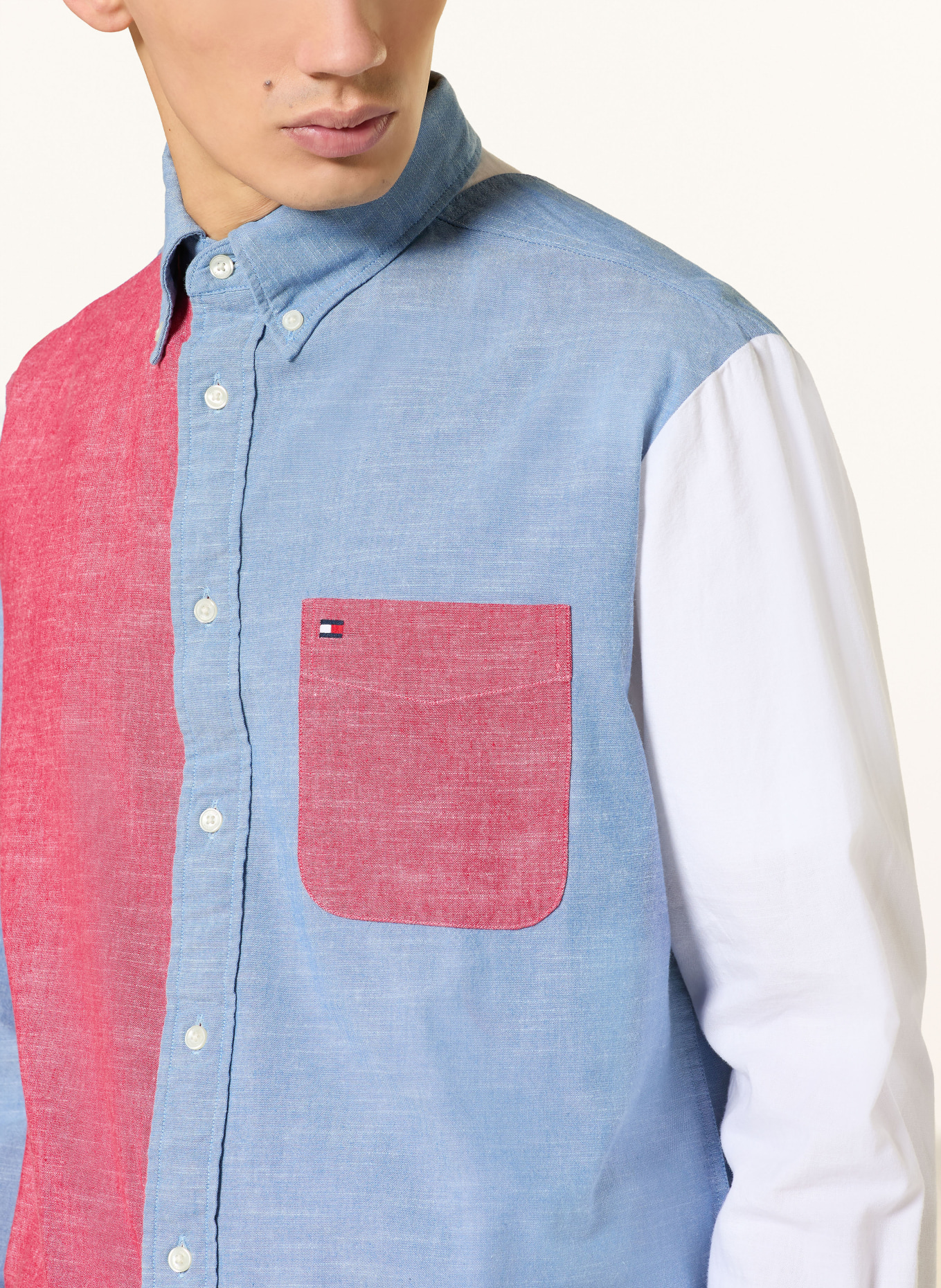 TOMMY HILFIGER Košile Classic Fit: TMAVĚ MODRÁ / ČERVENÁ / BÍLÁ