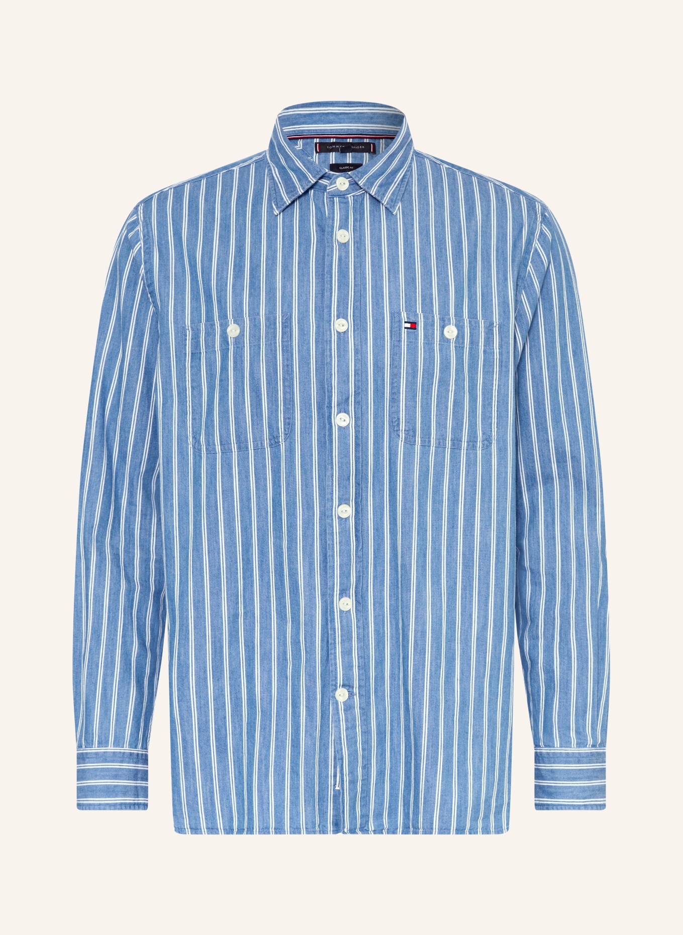 TOMMY HILFIGER Classic Fit Shirt: BLUE / WHITE
