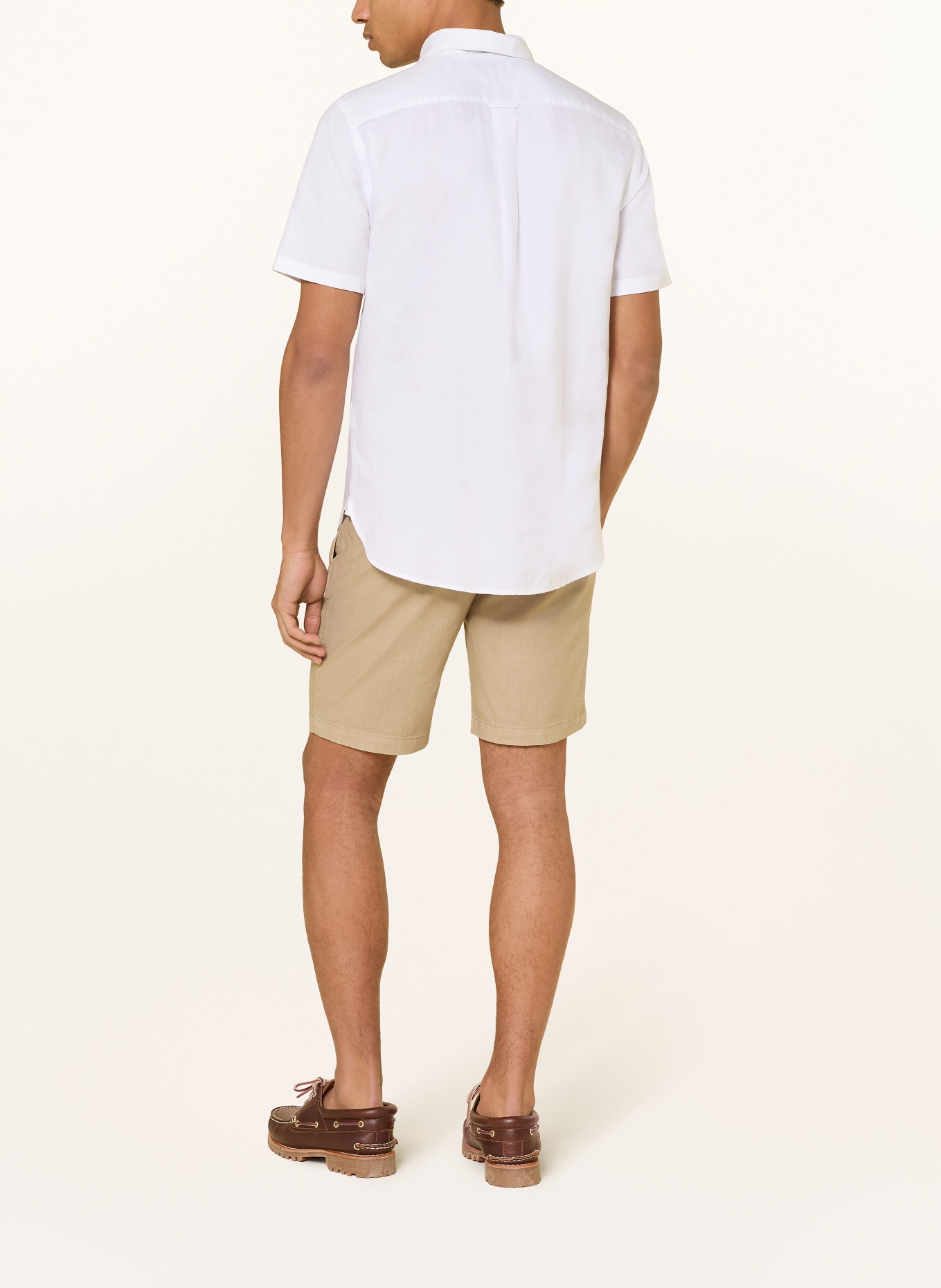 TOMMY HILFIGER Kurzarm-Hemd Regular Fit mit Leinen: WEISS