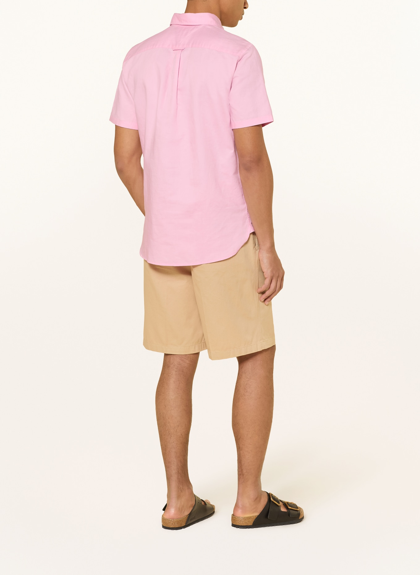 TOMMY HILFIGER Košile s krátkým rukávem Regular Fit s lnem: RŮŽOVÁ