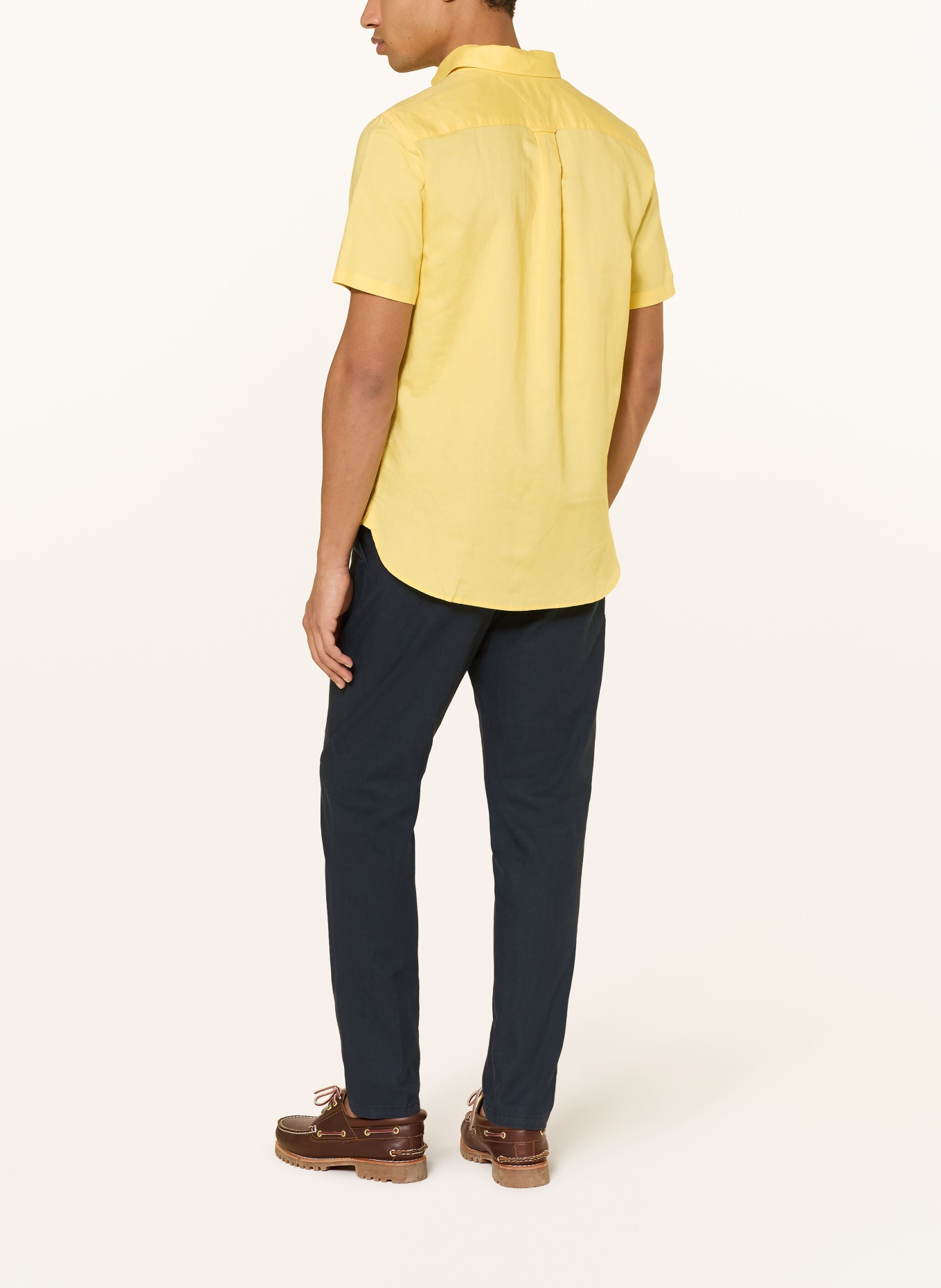 TOMMY HILFIGER Korte mouwen overhemd Regular Fit met linnen: GEEL