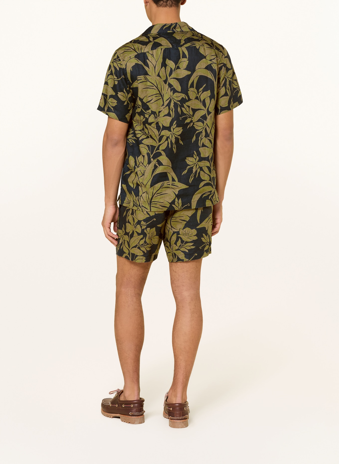 TOMMY HILFIGER Leinenshorts DOVER: DUNKELBLAU / OLIV