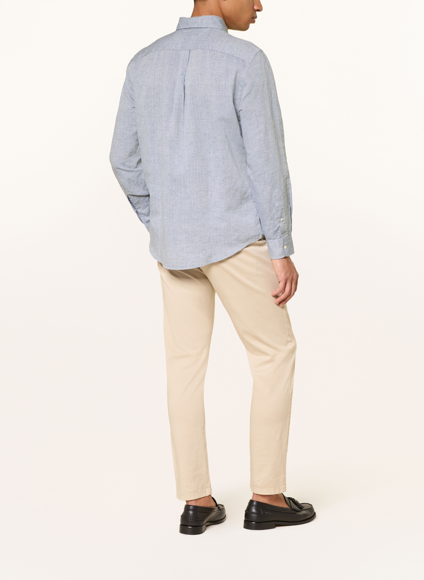 TOMMY HILFIGER Košile Regular Fit s lnem: TMAVĚ MODRÁ / BÍLÁ