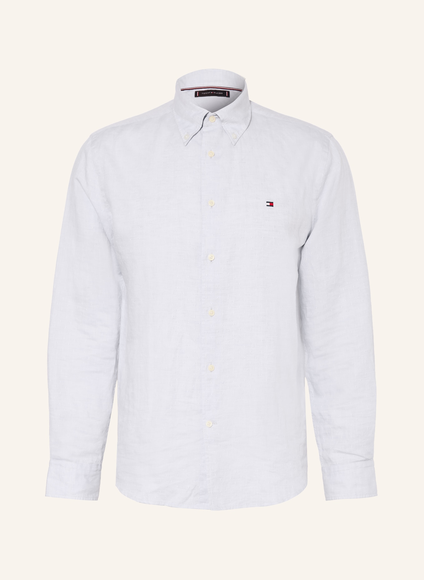 TOMMY HILFIGER Hemd Regular Fit mit Leinen: HELLBLAU