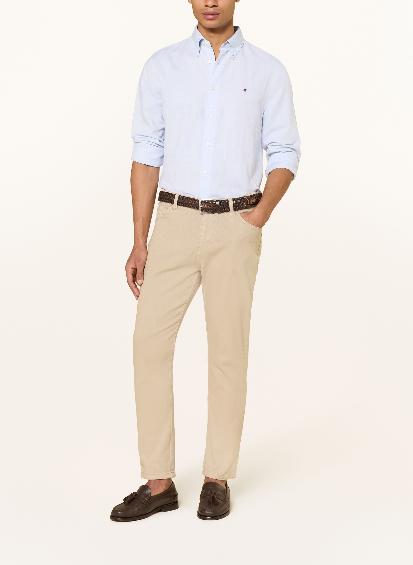 TOMMY HILFIGER Hemd Regular Fit mit Leinen: HELLBLAU