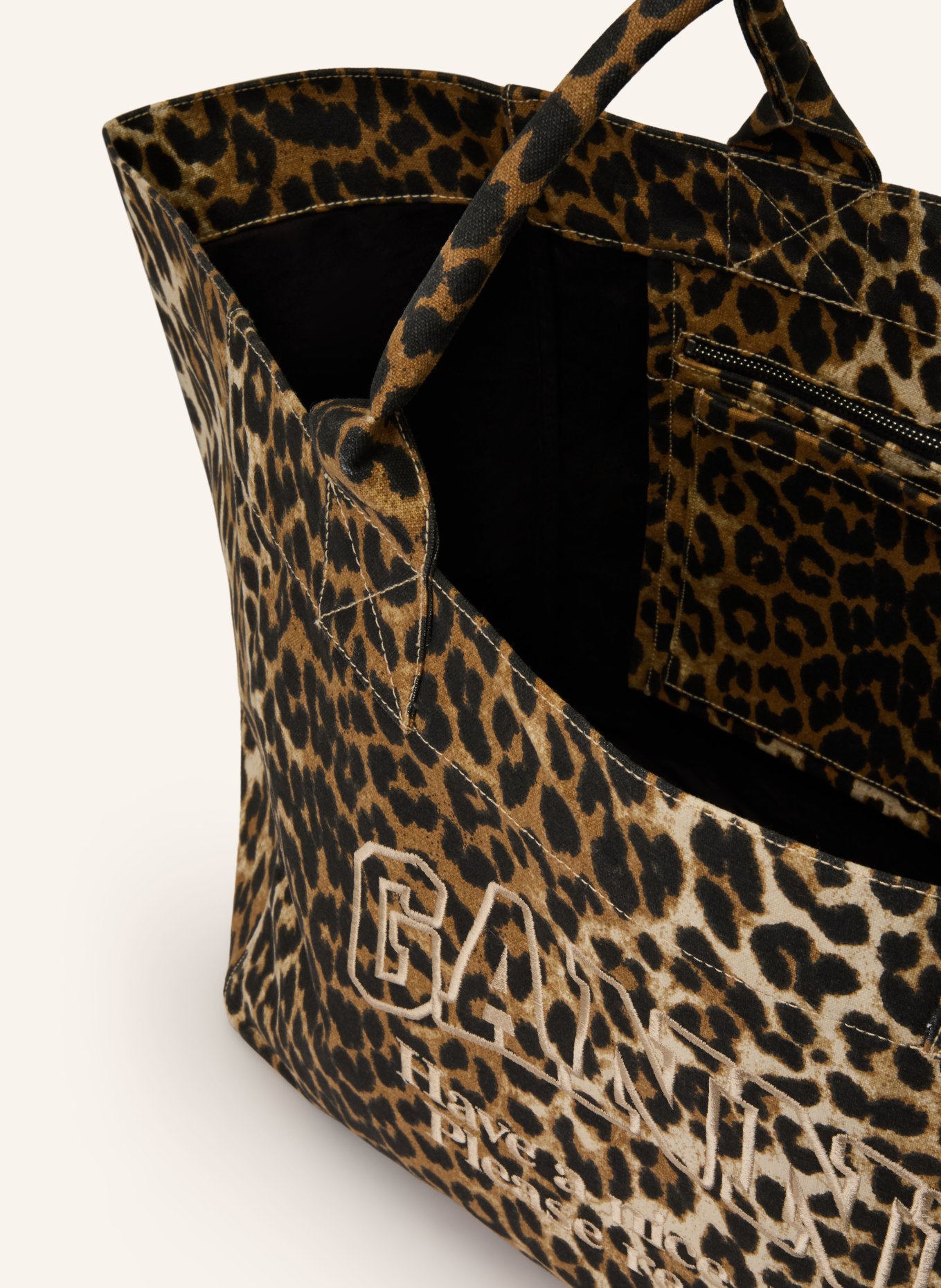 GANNI Nákupní taška XXL: HNĚDÁ / BÉŽOVÁ / ČERNÁ