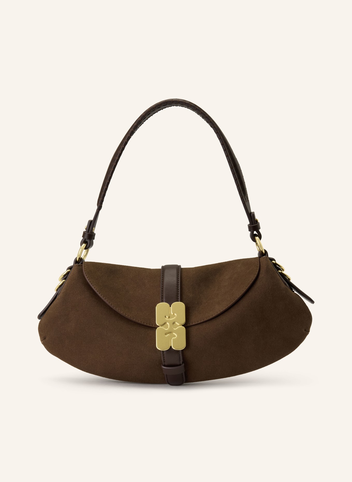 GANNI KAT shoulder bag: DARK BROWN / GOLD