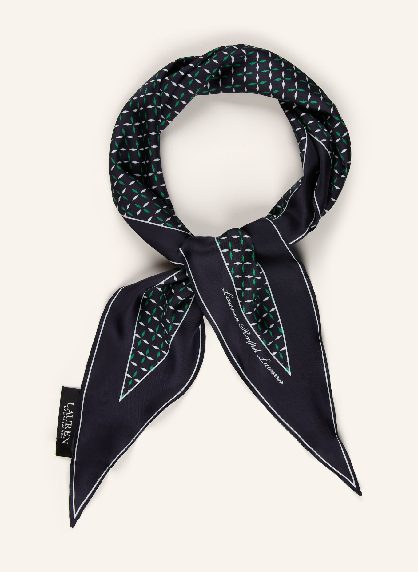 LAUREN RALPH LAUREN Seidentuch: DUNKELBLAU / GRÜN / WEISS