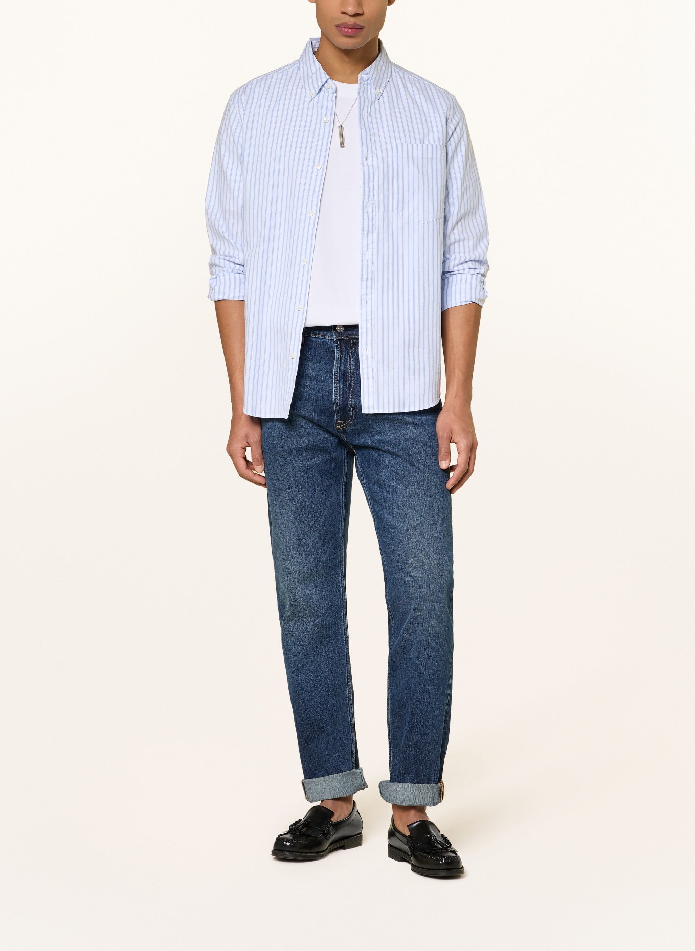 Calvin Klein Jeans Oxfordhemd Classic Fit: WEISS / HELLBLAU