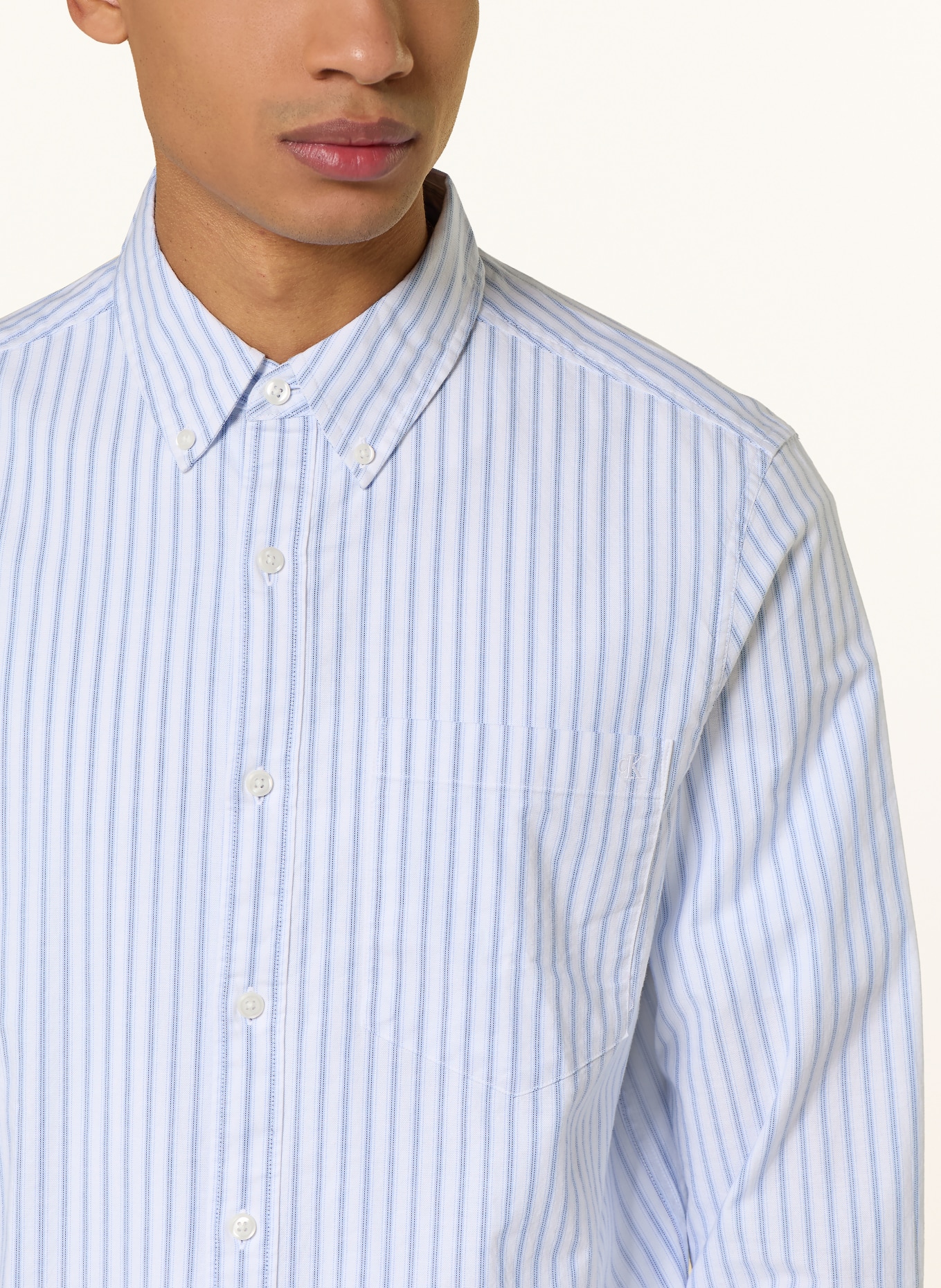 Calvin Klein Jeans Oxfordhemd Classic Fit: WEISS / HELLBLAU