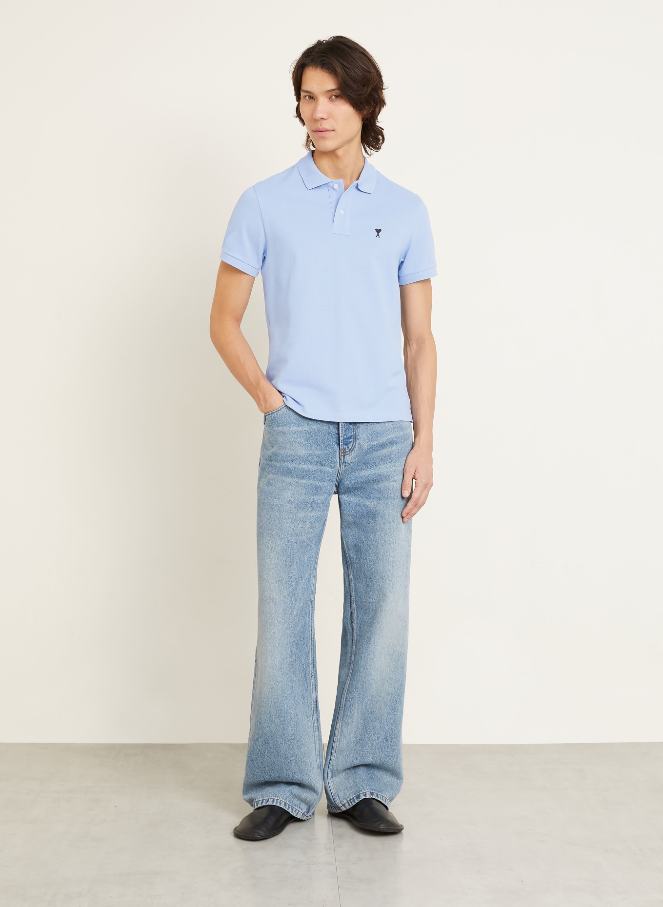 AMI PARIS Koszulka polo z piki: JASNONIEBIESKI