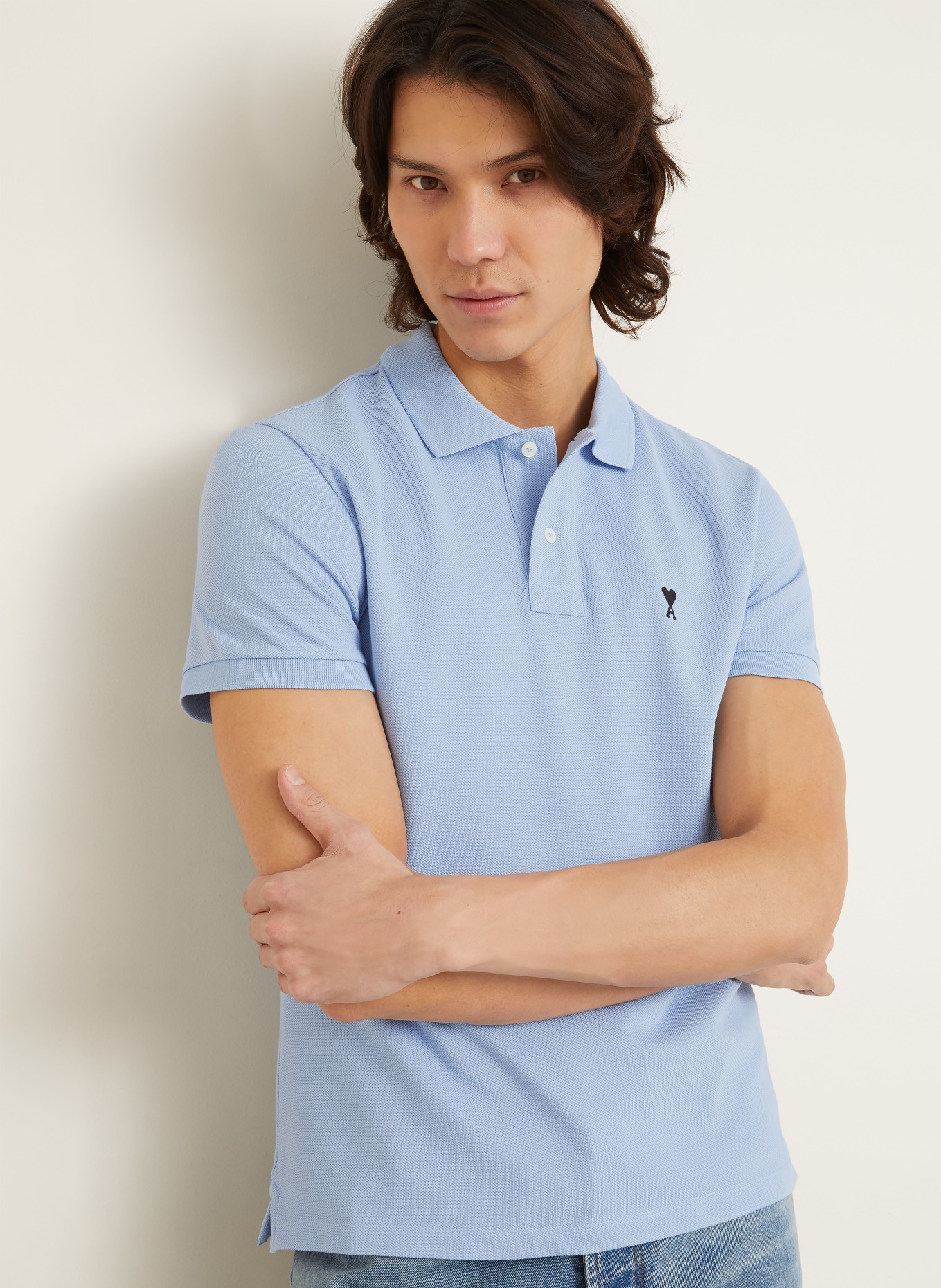 AMI PARIS Koszulka polo z piki: JASNONIEBIESKI