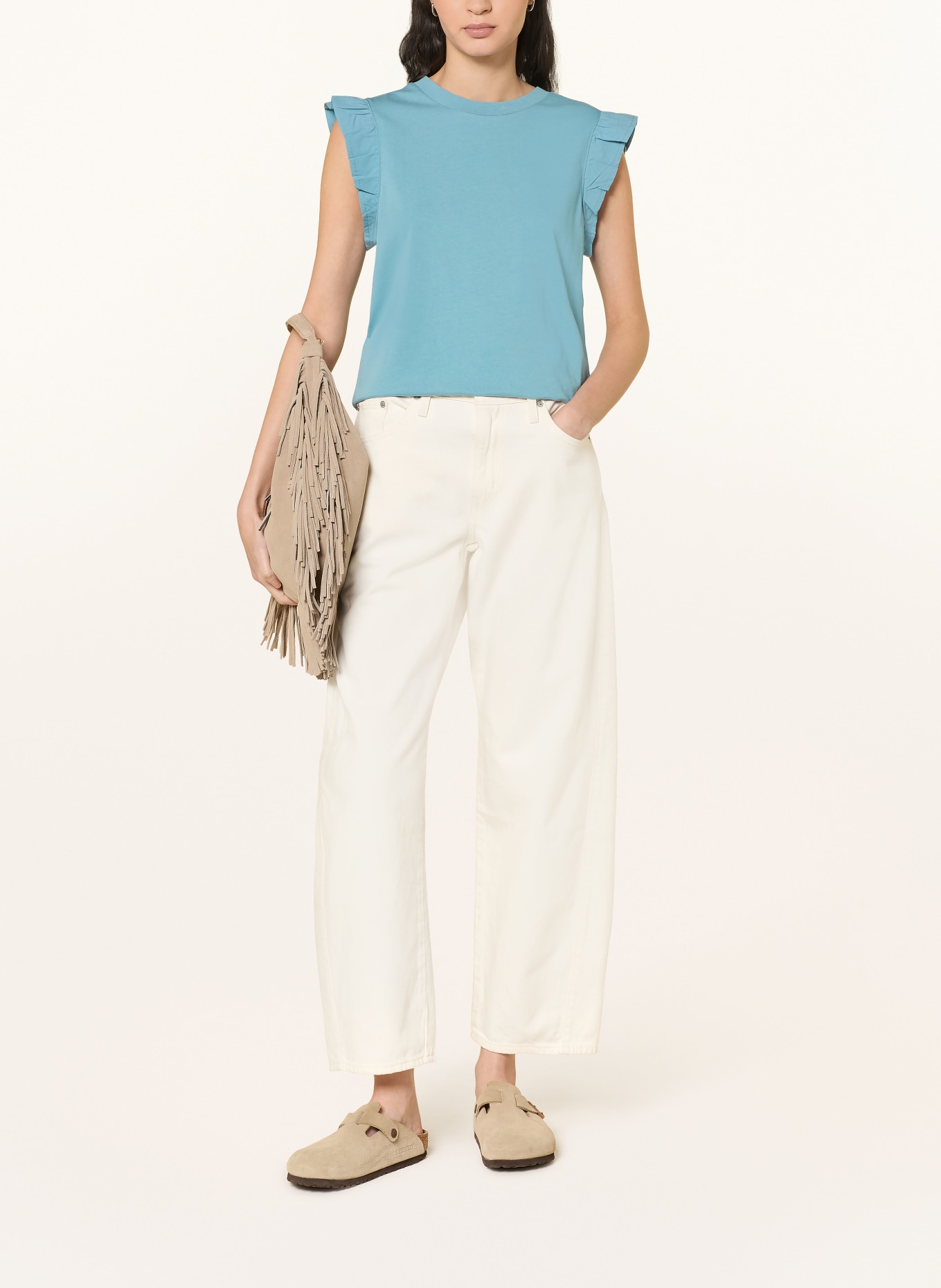 Marc O'Polo DENIM Top s volánky: TMAVĚ MODRÁ