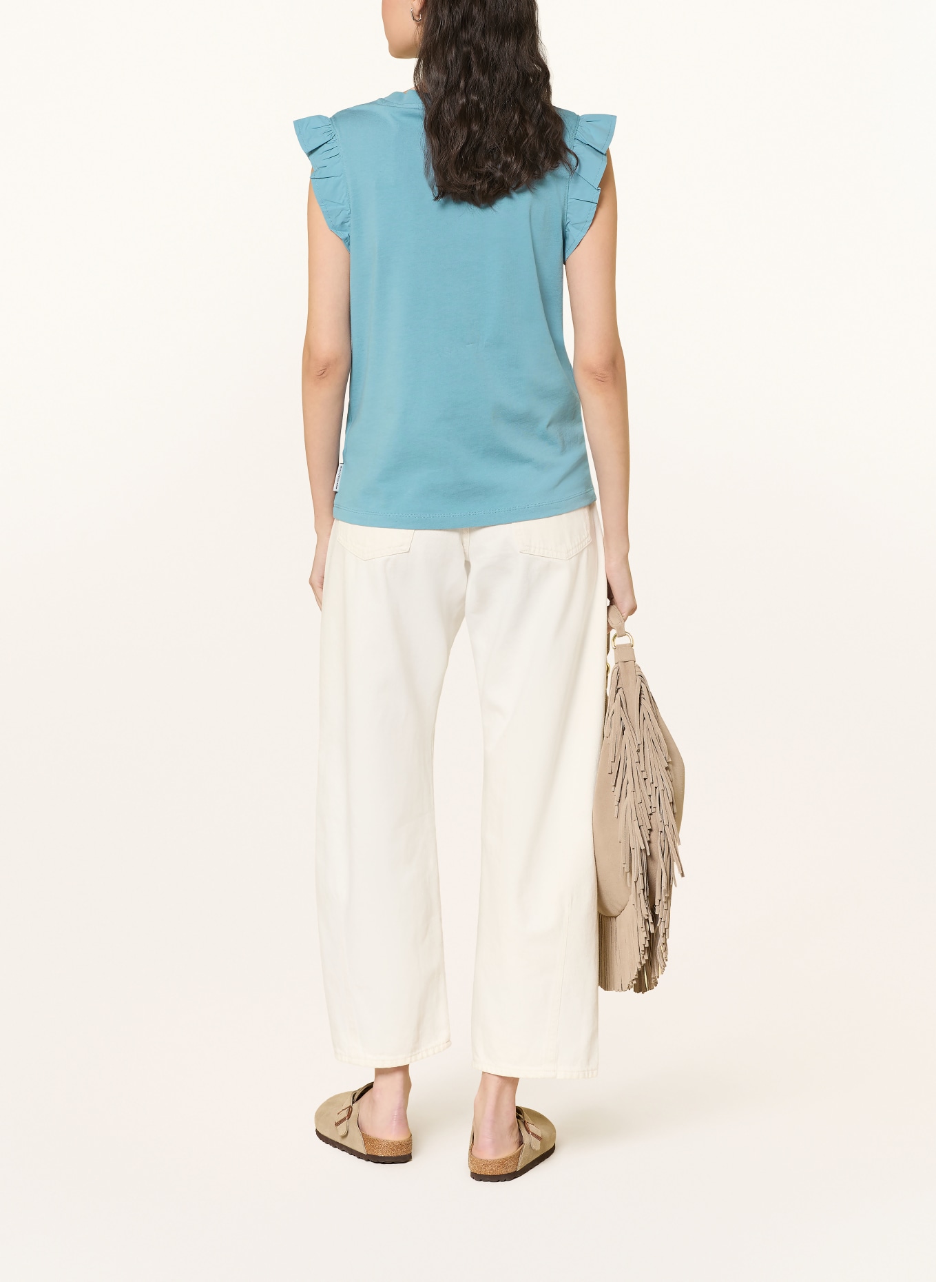 Marc O'Polo DENIM Top s volánky: TMAVĚ MODRÁ