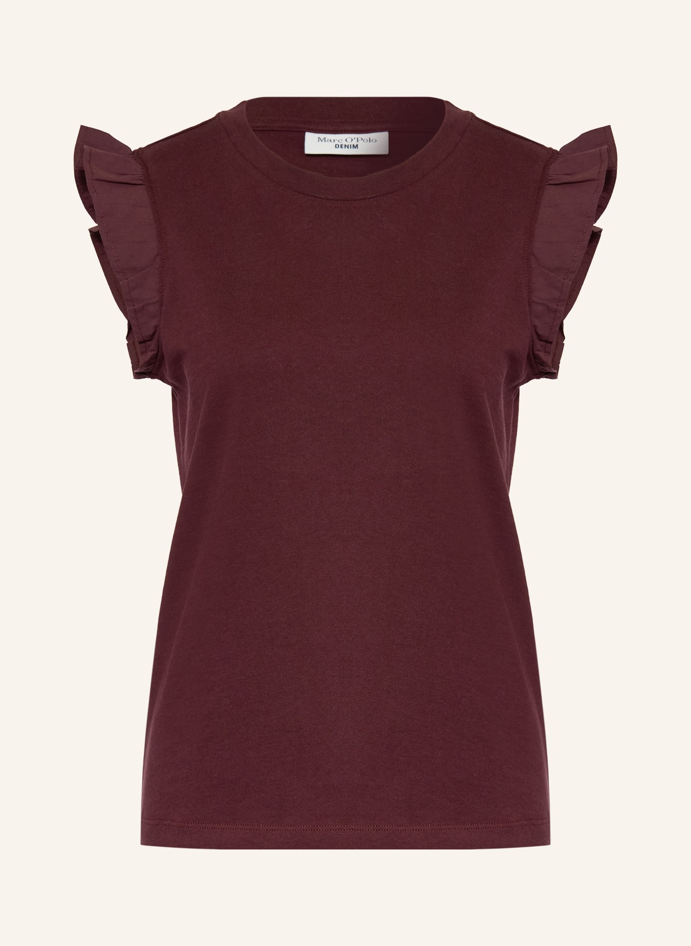 Marc O'Polo DENIM Top s volánky: TMAVĚ ČERVENÁ