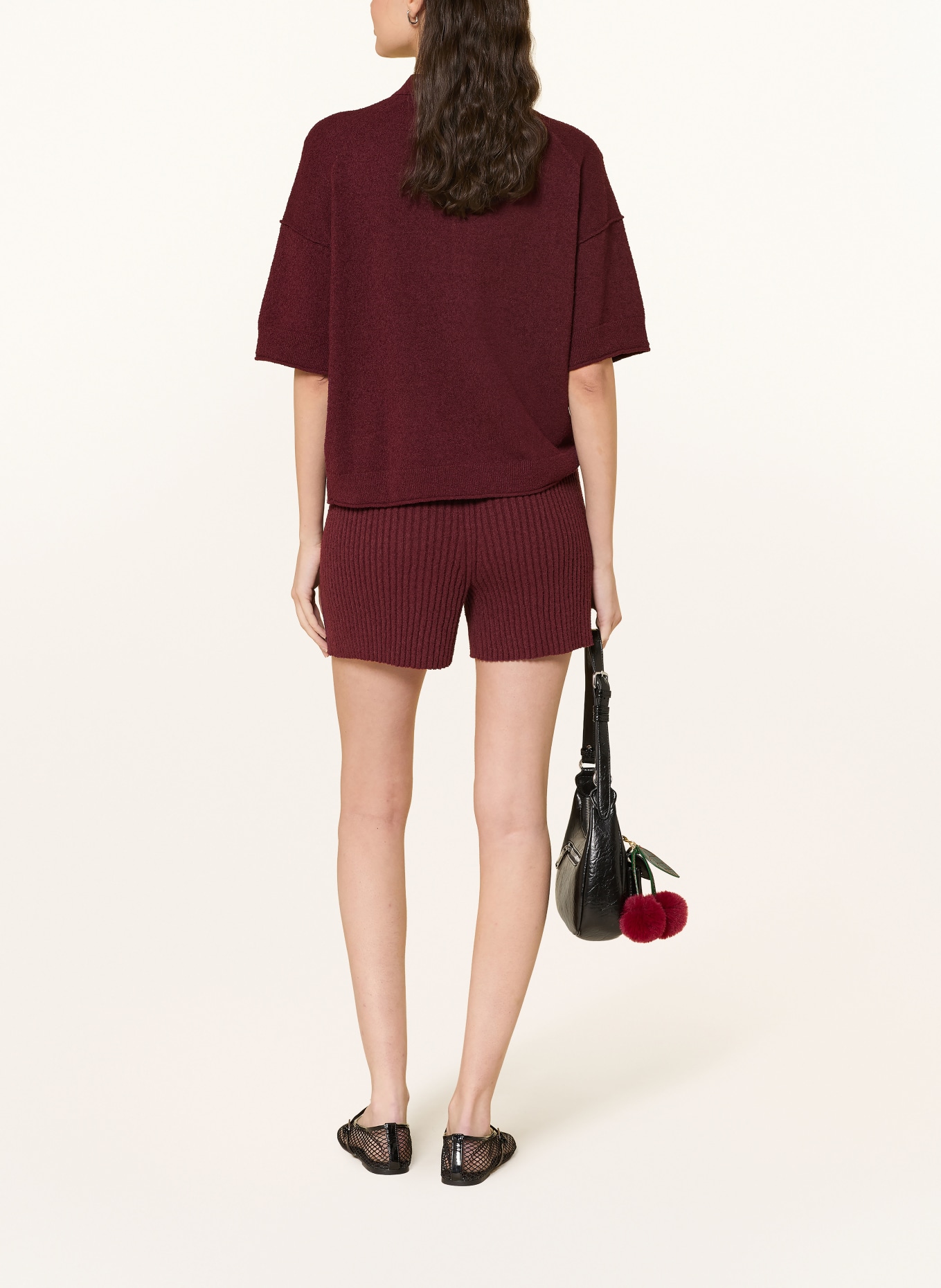 Marc O'Polo DENIM Strick-Poloshirt mit 3/4-Arm: DUNKELROT