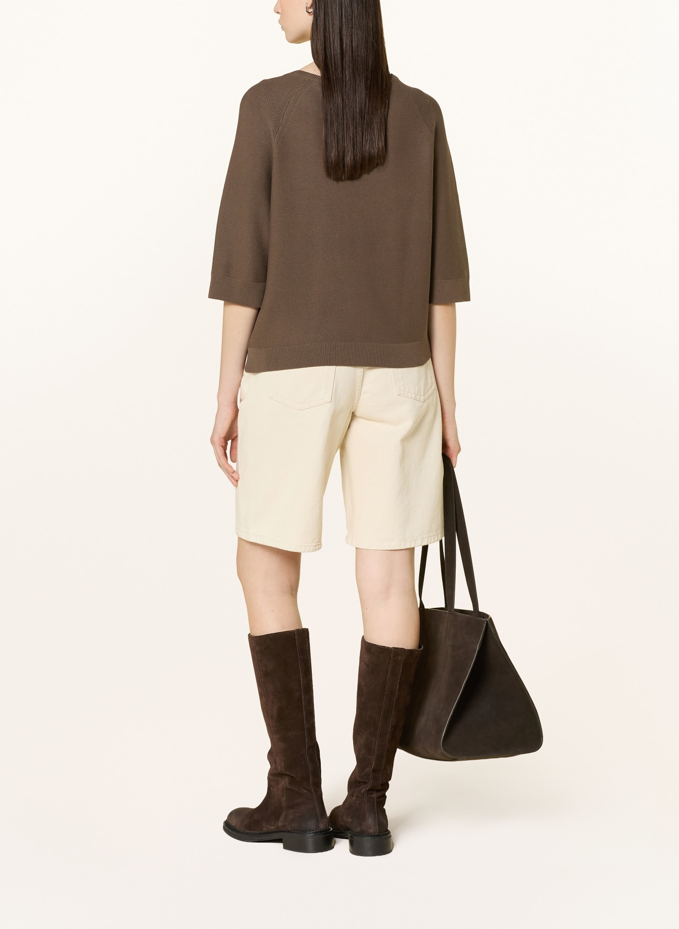 Marc O'Polo DENIM Svetr s 3/4 rukávy: HNĚDÁ