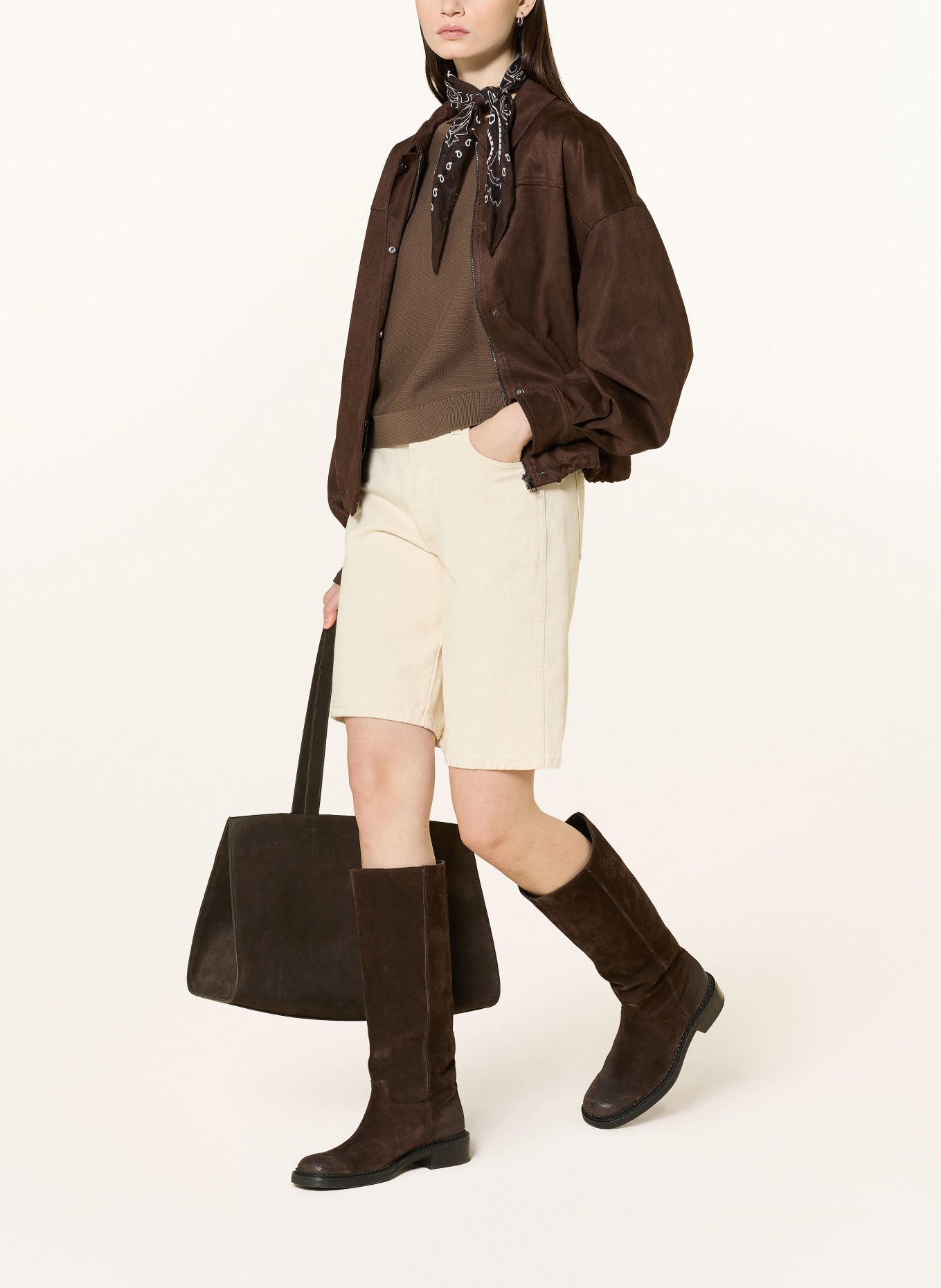 Marc O'Polo DENIM Svetr s 3/4 rukávy: HNĚDÁ