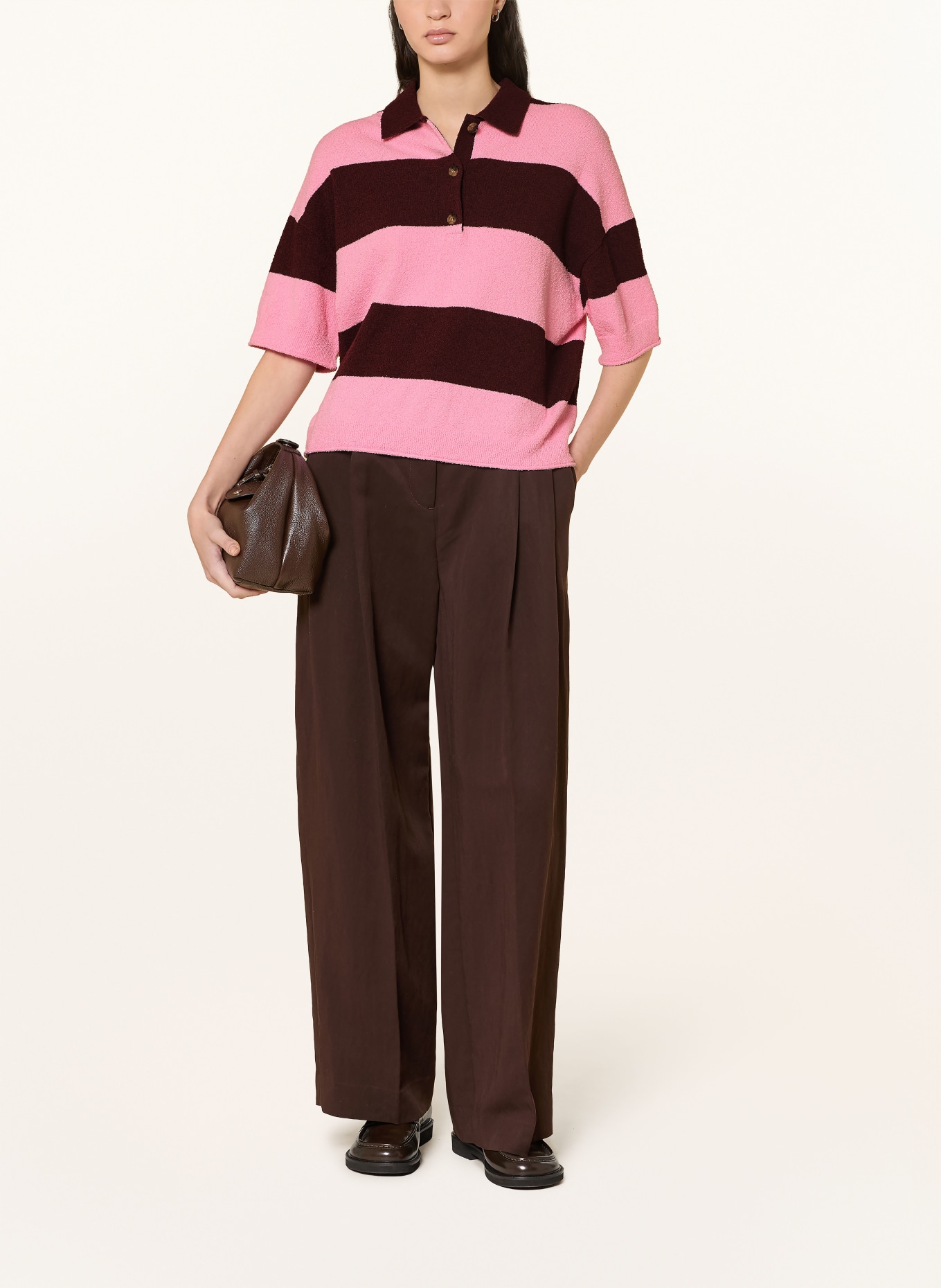 Marc O'Polo DENIM Strick-Poloshirt: ROSA / DUNKELROT