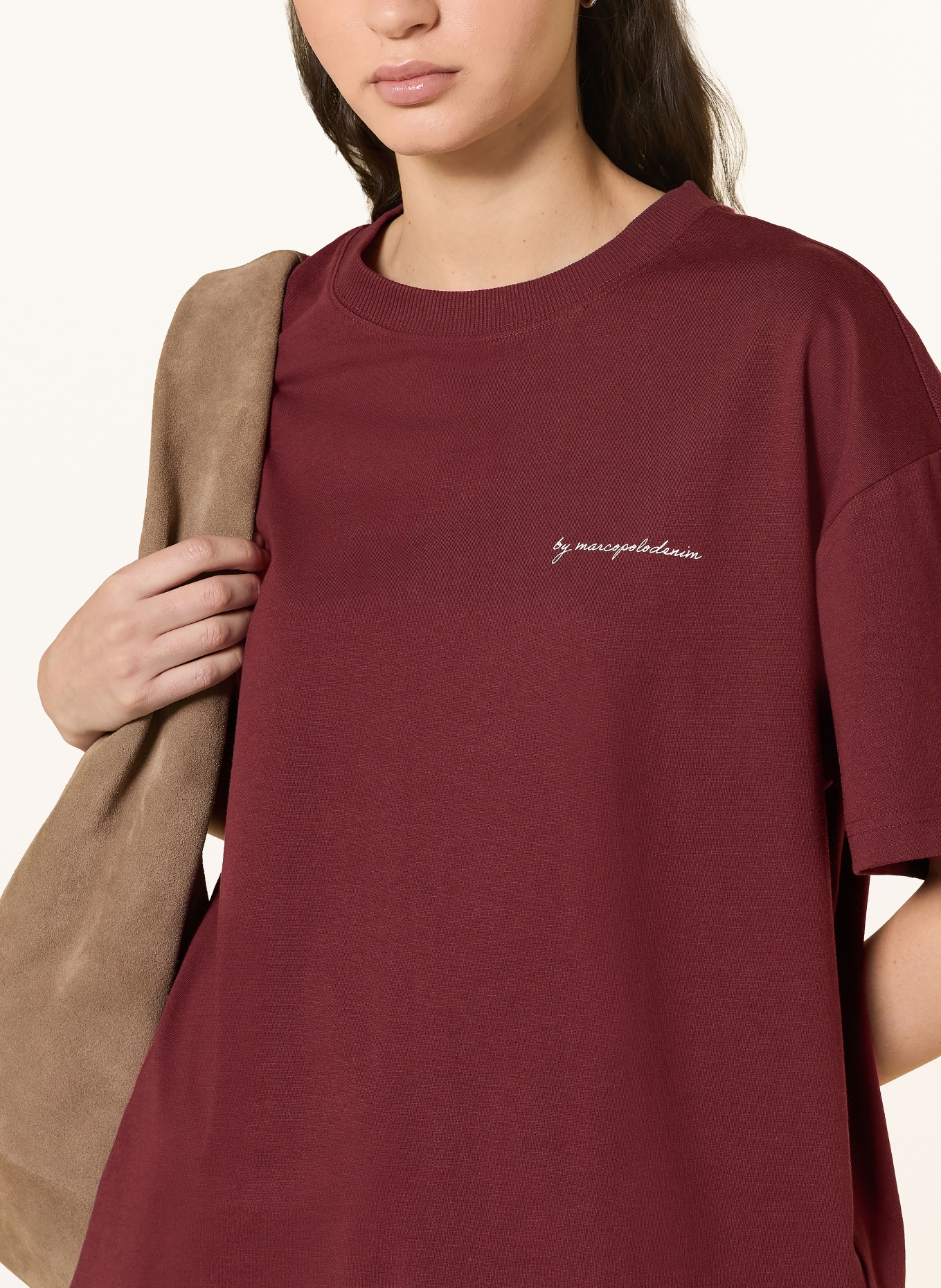 Marc O'Polo DENIM tričko: TMAVĚ ČERVENÁ / BÍLÁ