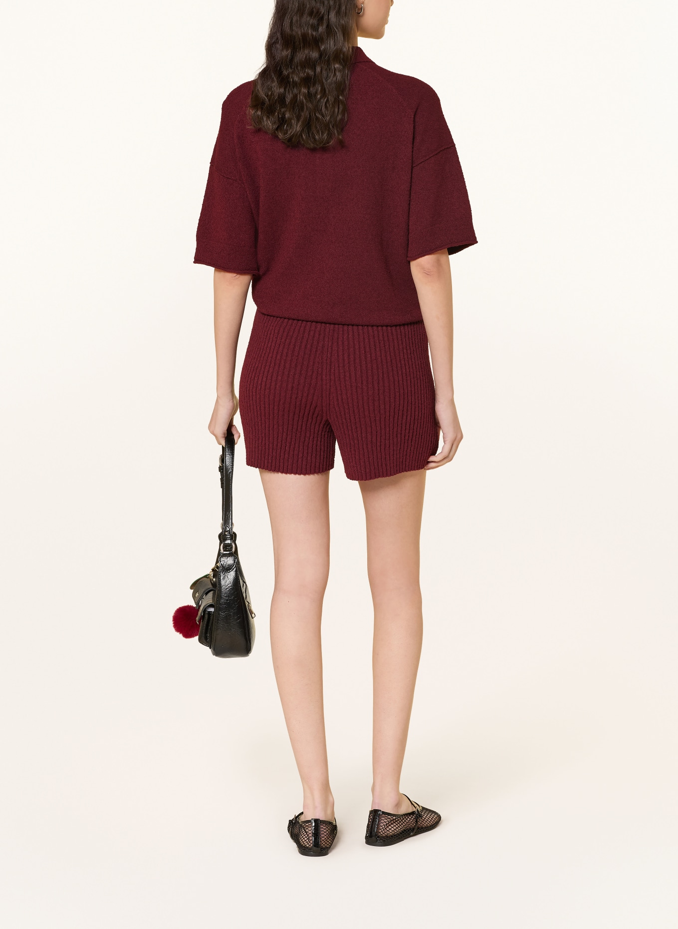 Marc O'Polo DENIM Knitted shorts made from bouclé: DARK RED