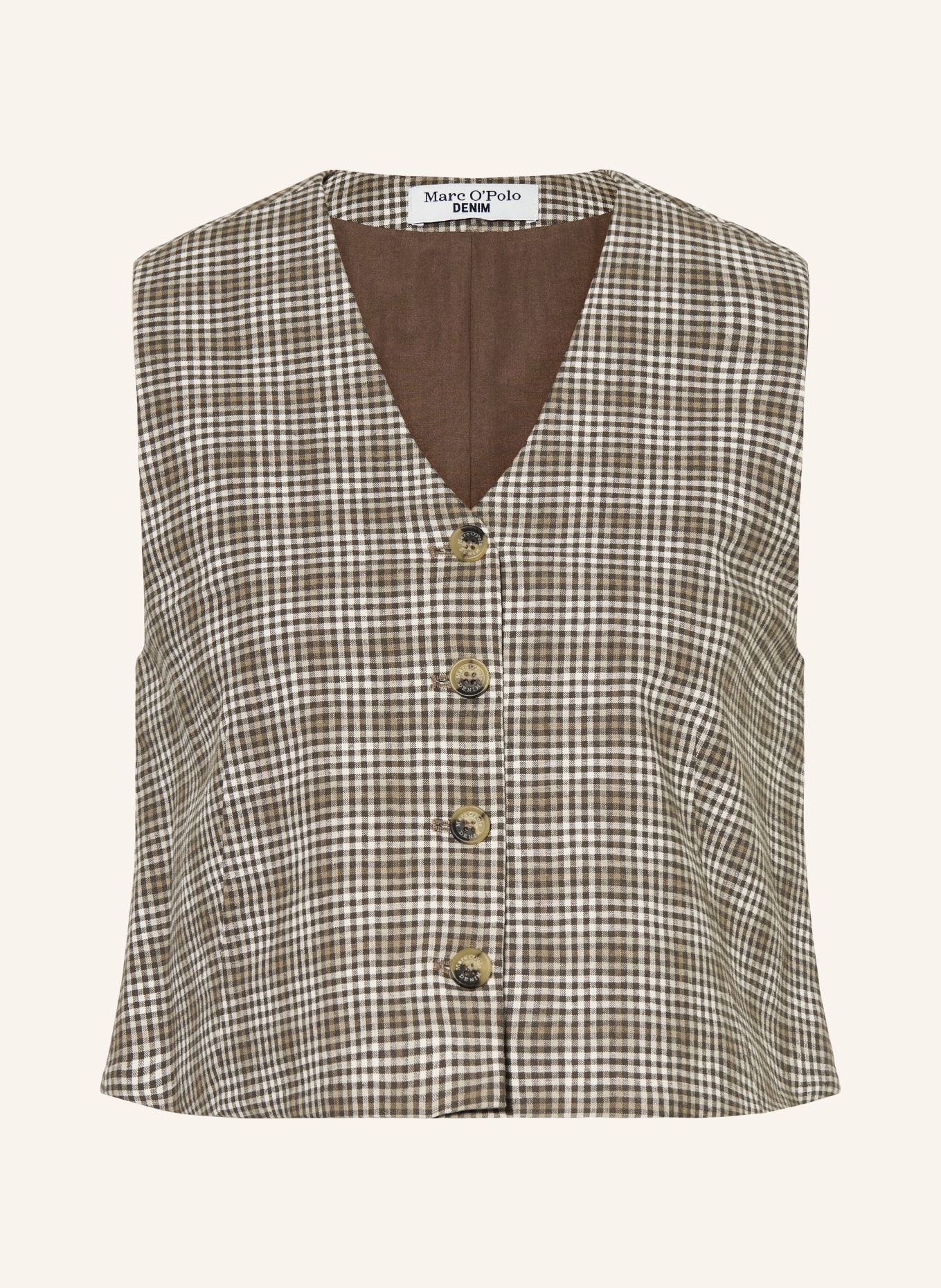 Marc O'Polo DENIM Blazerweste mit Leinen: OLIV / BRAUN / WEISS