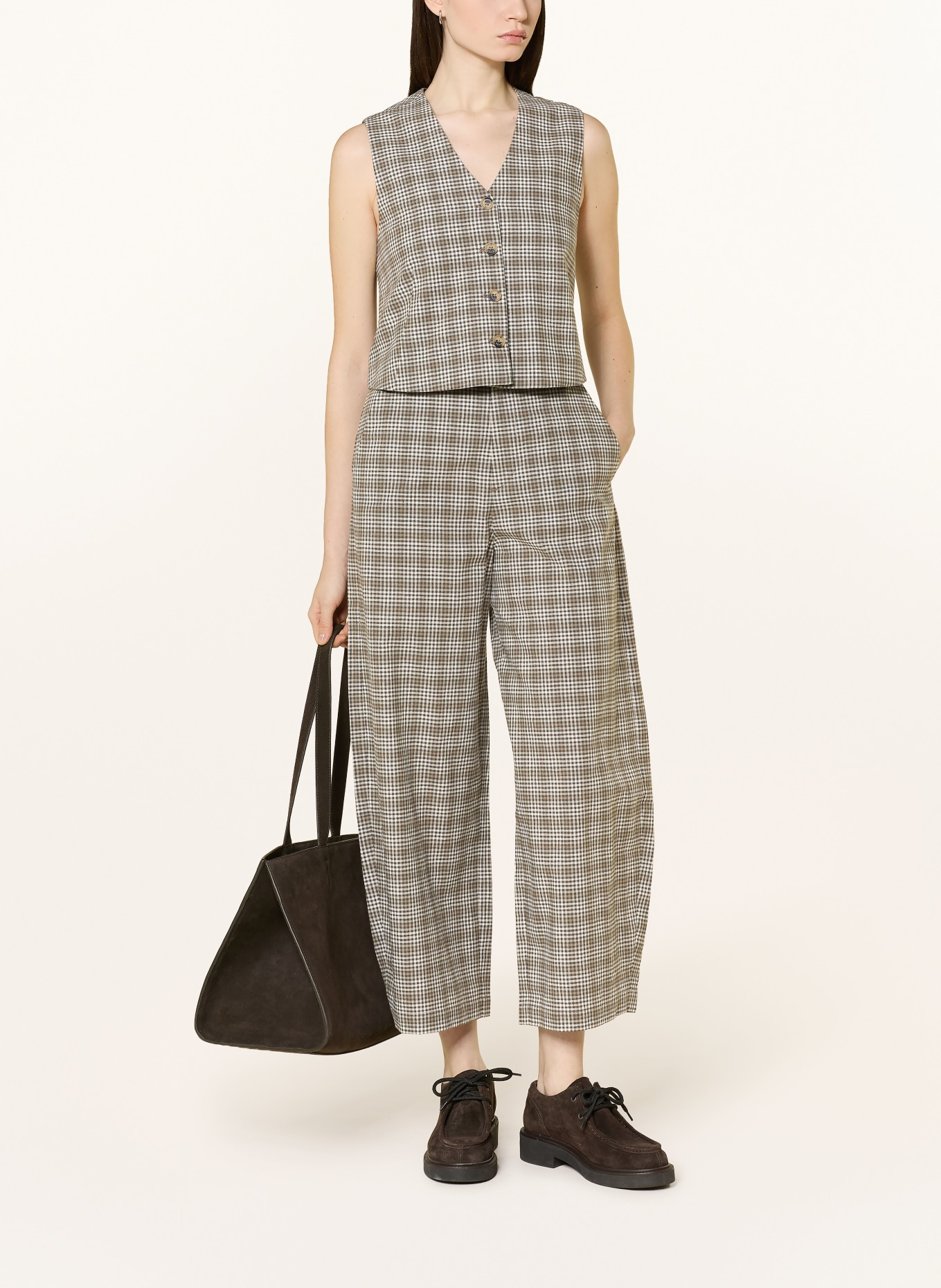 Marc O'Polo DENIM Blazerweste mit Leinen: OLIV / BRAUN / WEISS