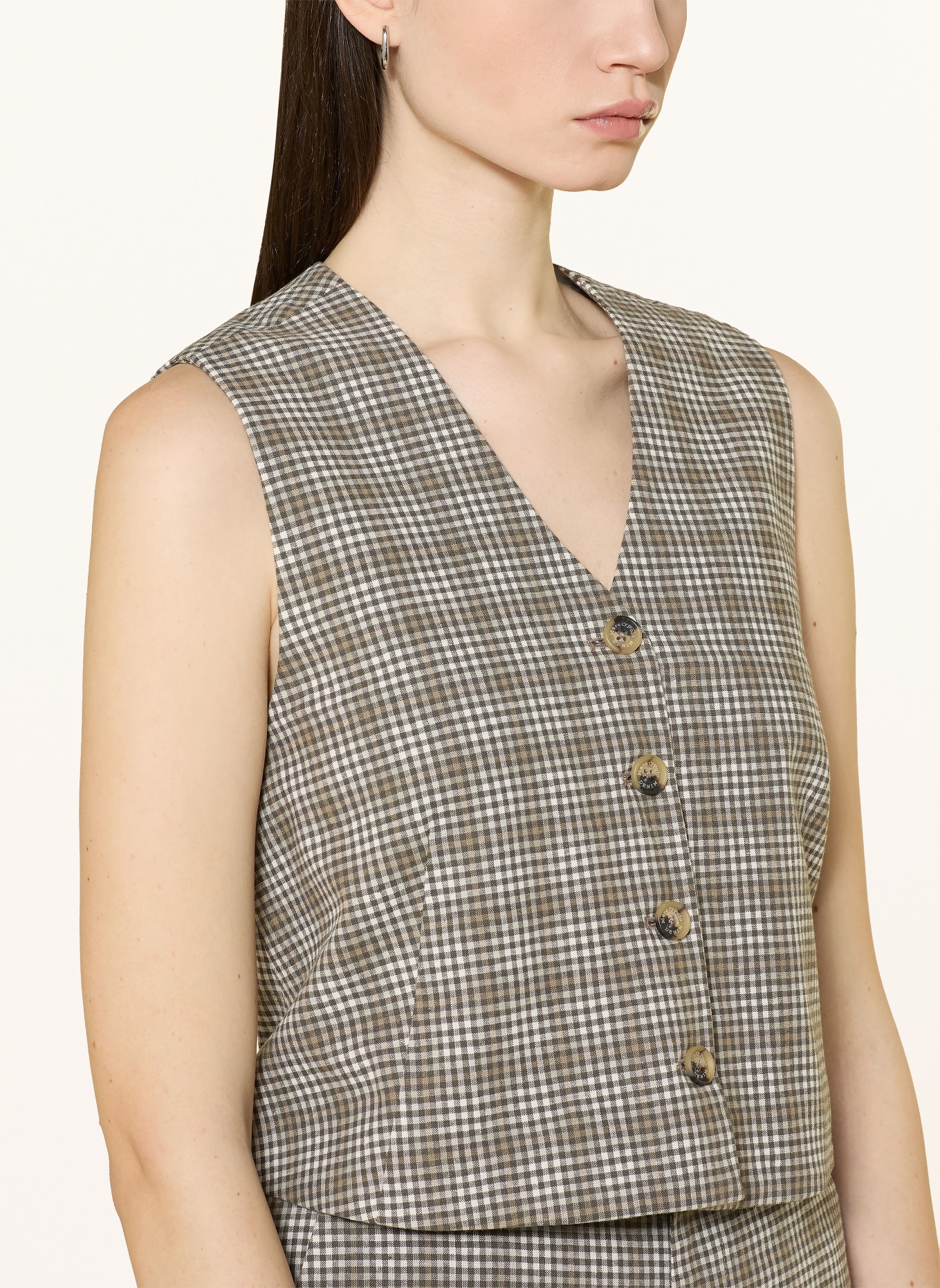 Marc O'Polo DENIM Blazerweste mit Leinen: OLIV / BRAUN / WEISS