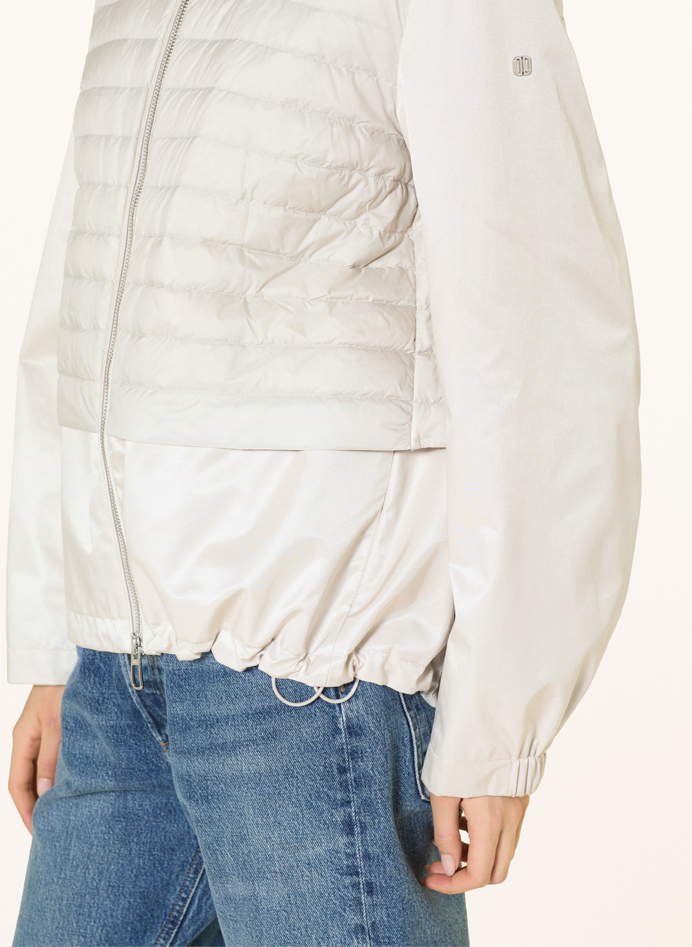 DUNO Daunenjacke NAMI im Materialmix: HELLGRAU