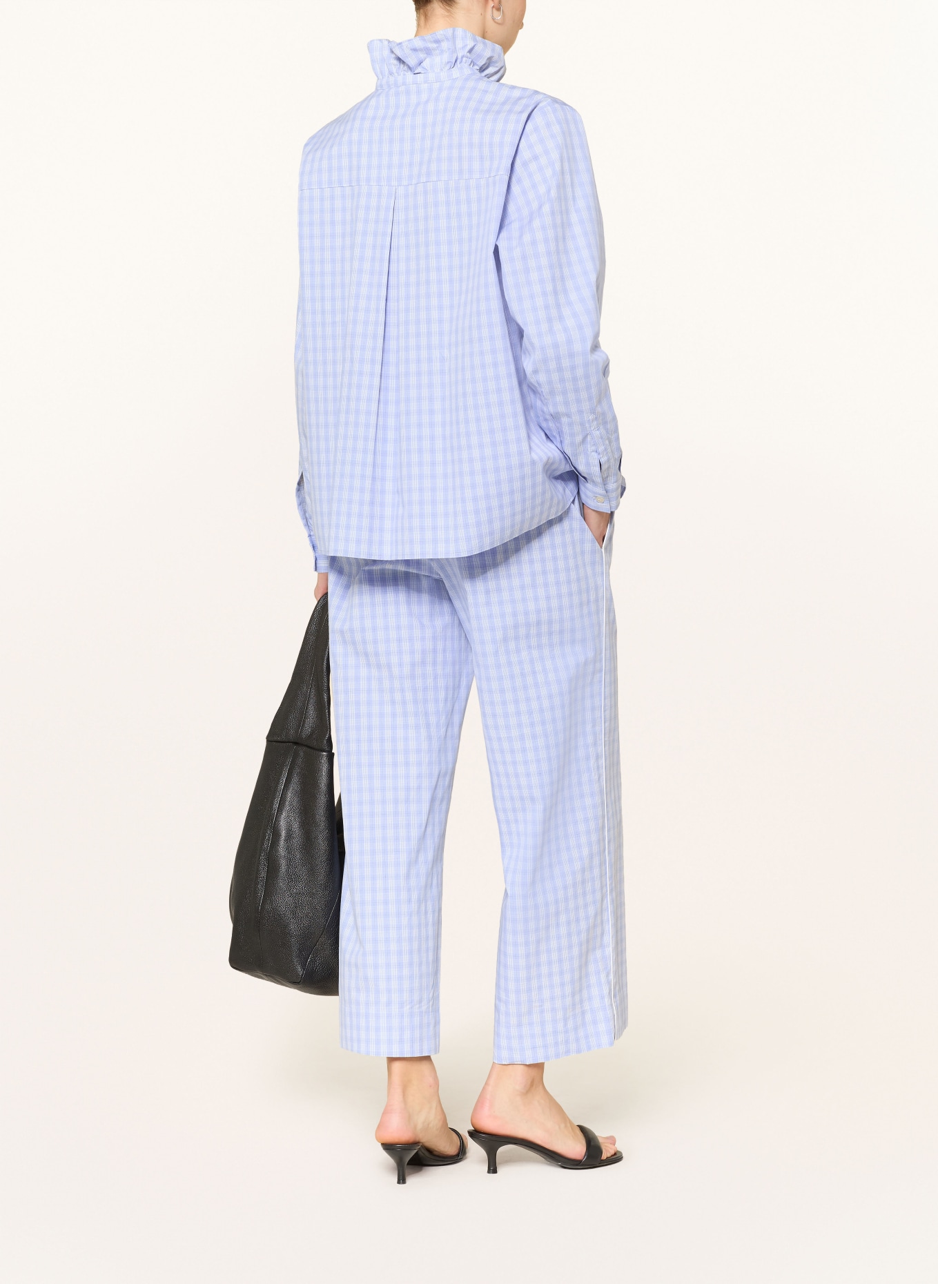 SOFIE SCHNOOR BELLE blouse with ruffles: LIGHT BLUE / WHITE