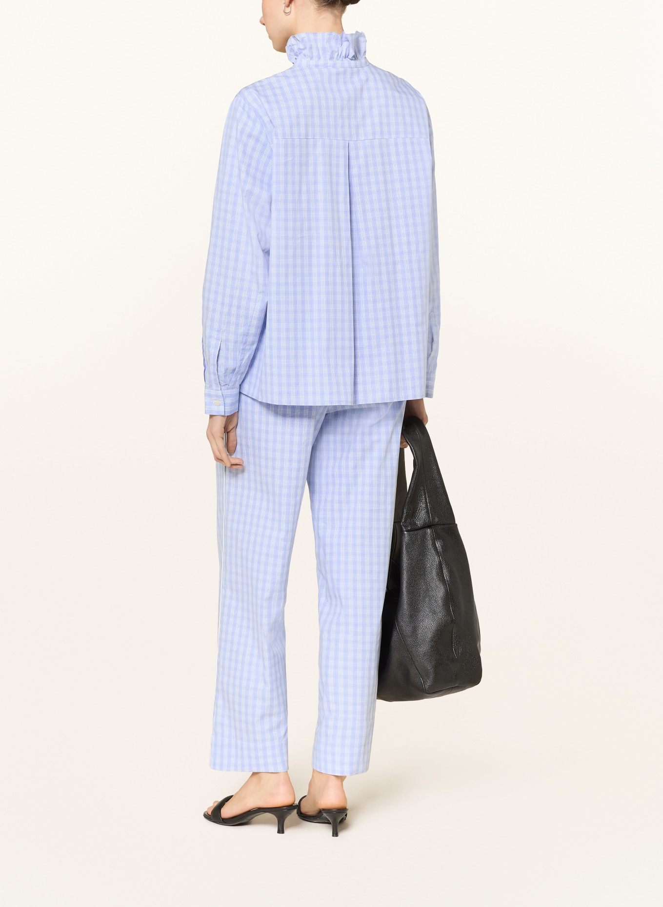 SOFIE SCHNOOR JORDENSW wide-leg pants: LIGHT BLUE / WHITE