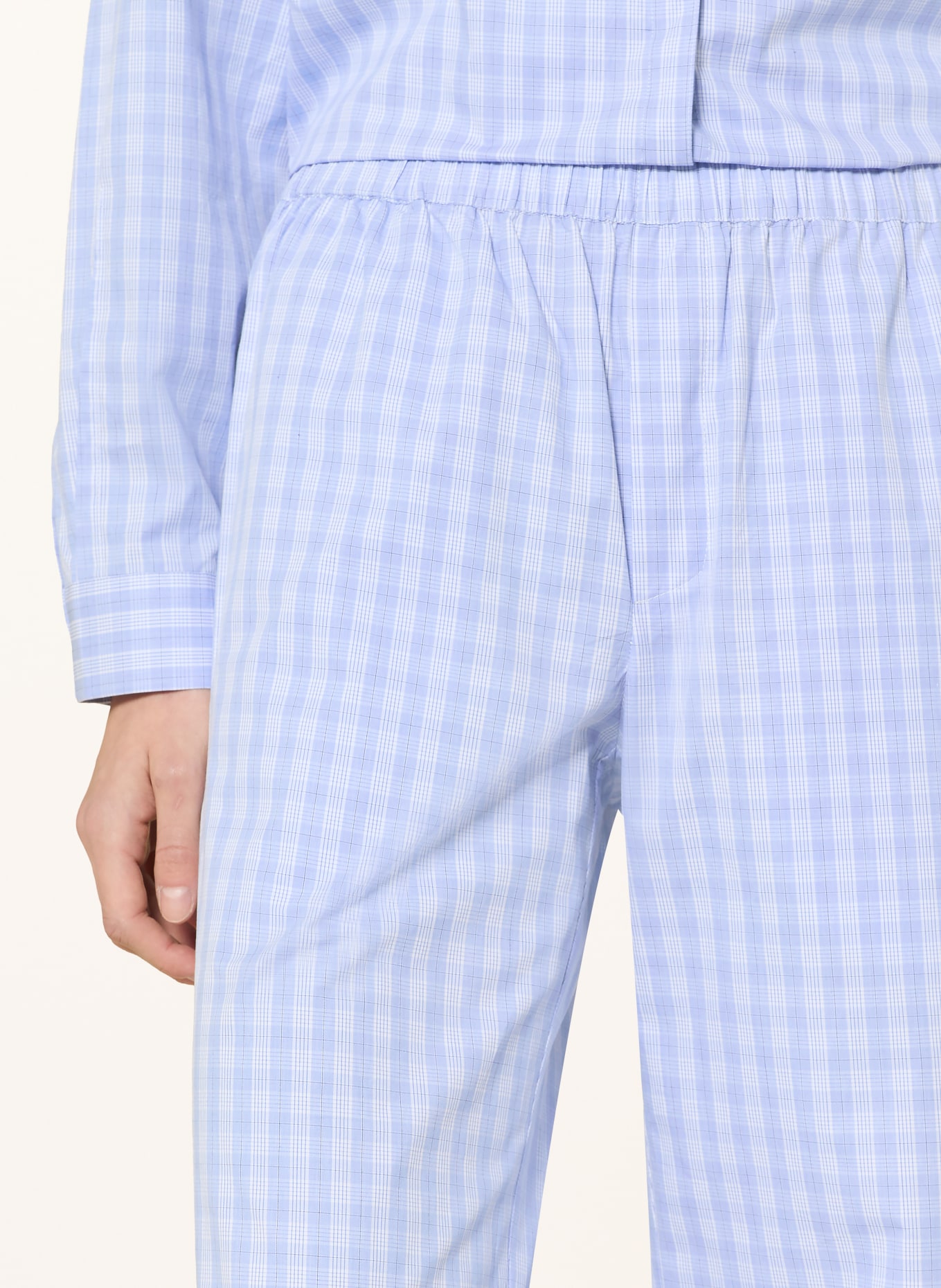 SOFIE SCHNOOR JORDENSW wide-leg pants: LIGHT BLUE / WHITE