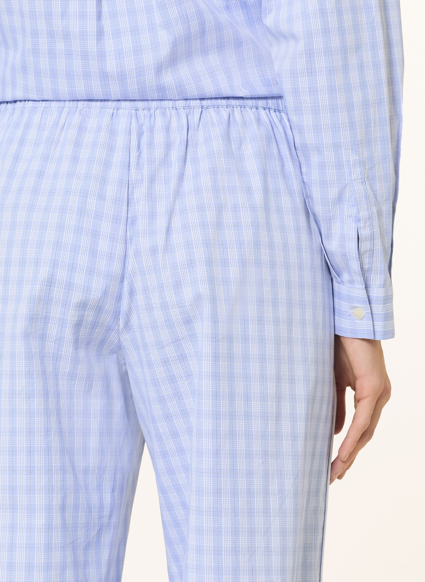 SOFIE SCHNOOR JORDENSW wide-leg pants: LIGHT BLUE / WHITE