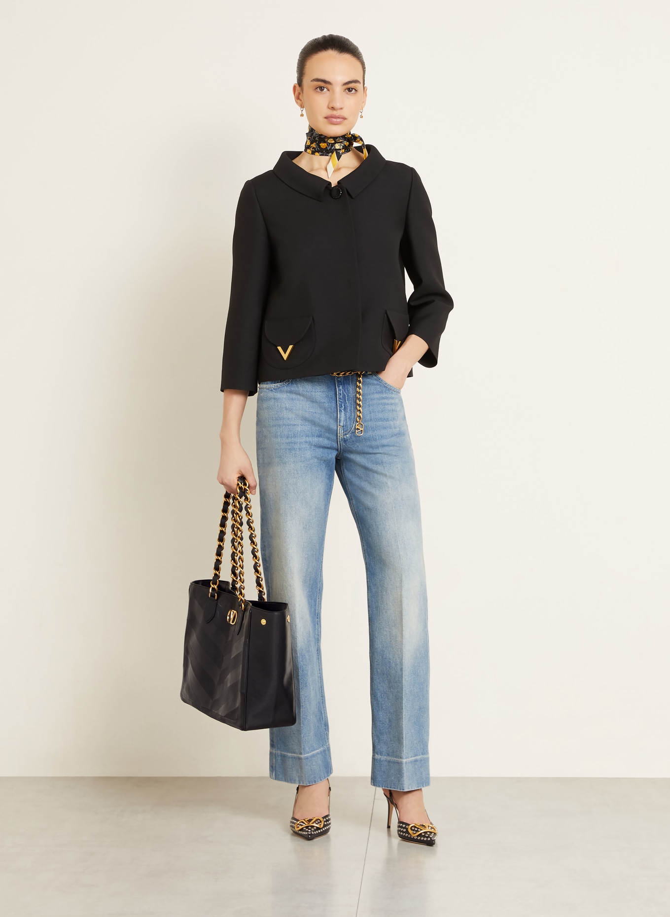 VALENTINO GARAVANI Shopper LASEINE: ZWART / GOUD