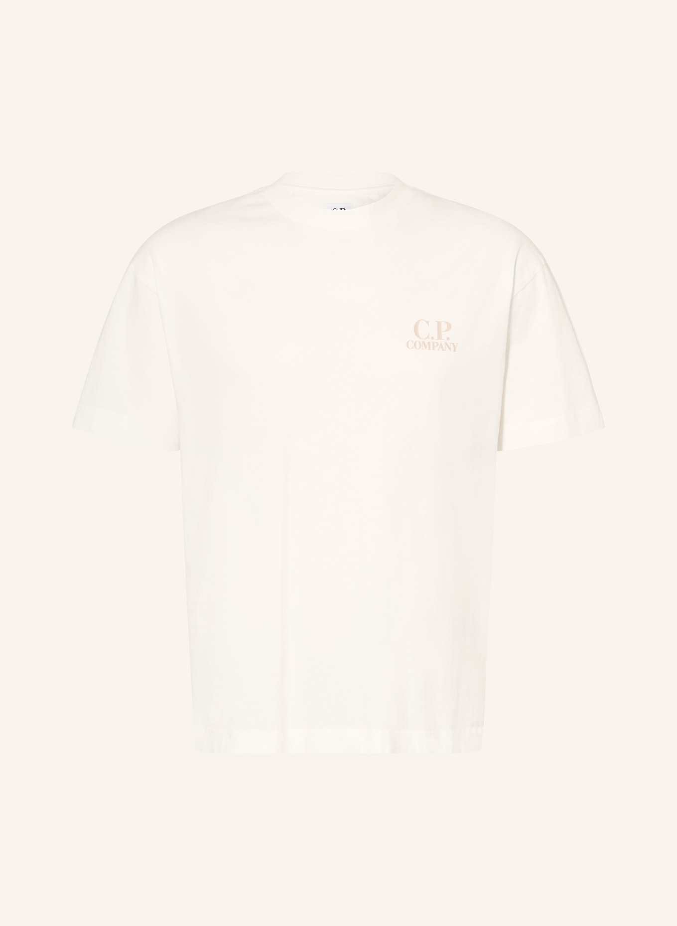 C.P. COMPANY tričko: BÍLÁ / BÉŽOVÁ