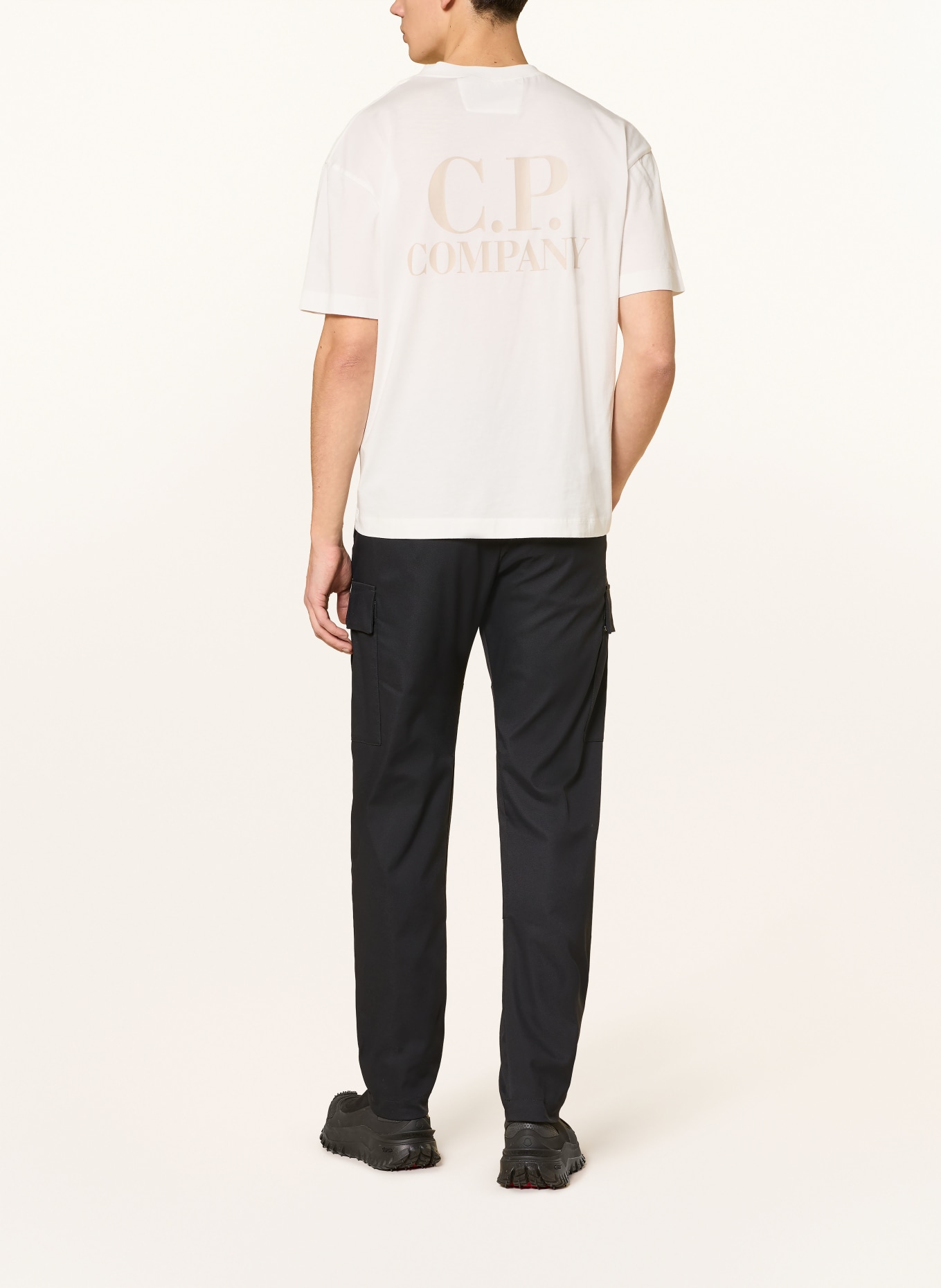 C.P. COMPANY tričko: BÍLÁ / BÉŽOVÁ